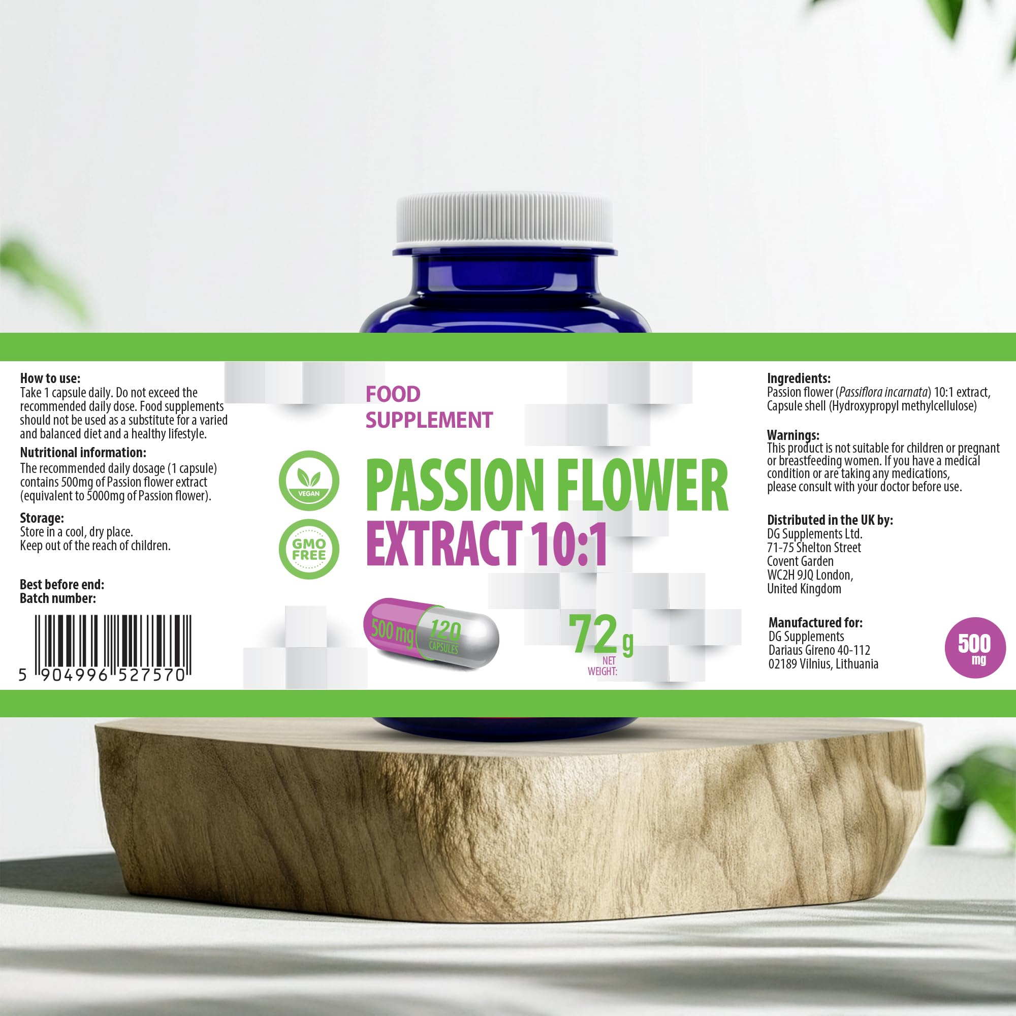 Hepatica Passiflore (Passiflora Incarnata) 5.000 mg Équivalent | Extrait 10:1 500 mg | 120 Gélules Véganes | GMP & laboratoire indépendant