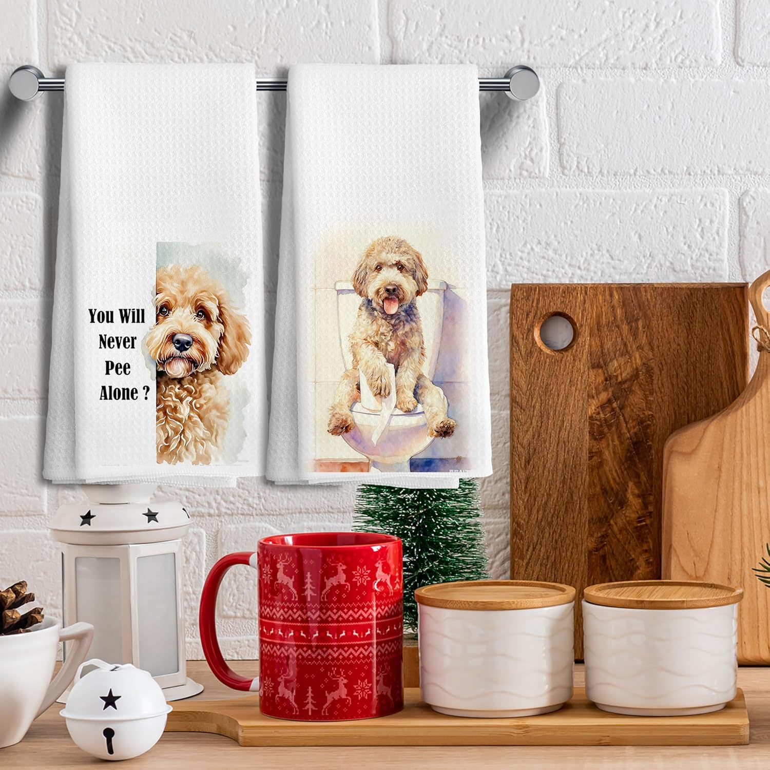 Funny Goldendoodle Gifts for Women Men Hand Towels Set of 2, Goldendoodle Decor Bathroom Towels,Dog Doodle Kitchen Bathroom Decor,(24x16Inch) - Image 5