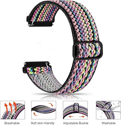 Miniatura 7 de Paquete de 8 bandas elásticas compatibles con Fitbit Versa 2/Versa/Versa SE/Versa Lite, correas de repuesto elásticas ajustables de nailon de bucle