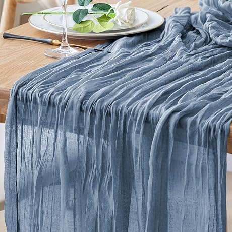 Table Runner Cheesecloth 10FT Dusty Blue Boho Gauze Cheese Cloth Rustic Sheer...
