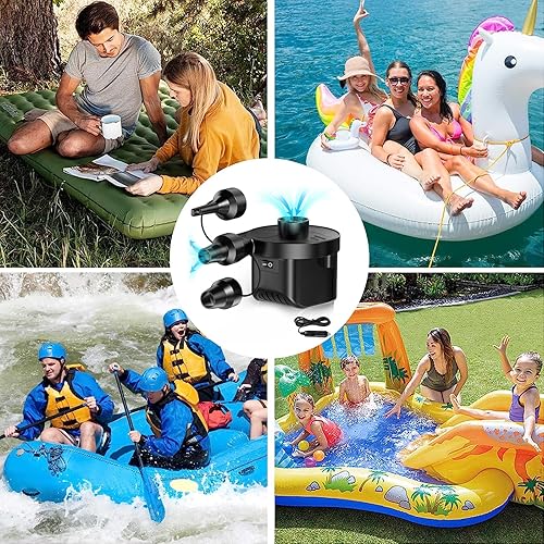 Miniatura 7 de Inflardesinflar rápido para inflables, colchones de aire, juguetes de piscina, camas de campamento, sofá, mini bomba compacta y portátil con 3