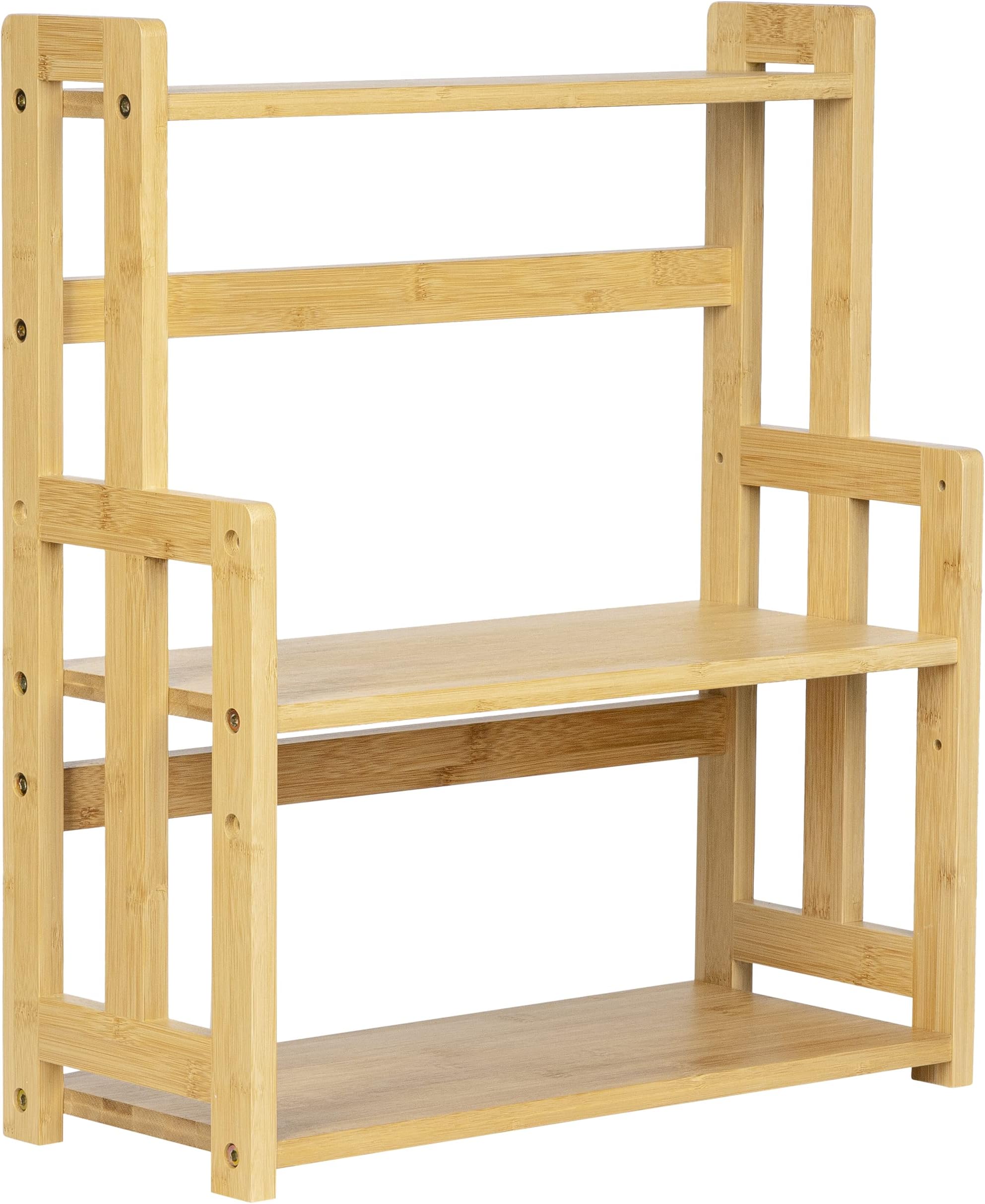 Umllpet Küchen Organizer Aus Bambus - 2-stöckiges Gewürzregal 26,5x18x28,5cm Rattan Design