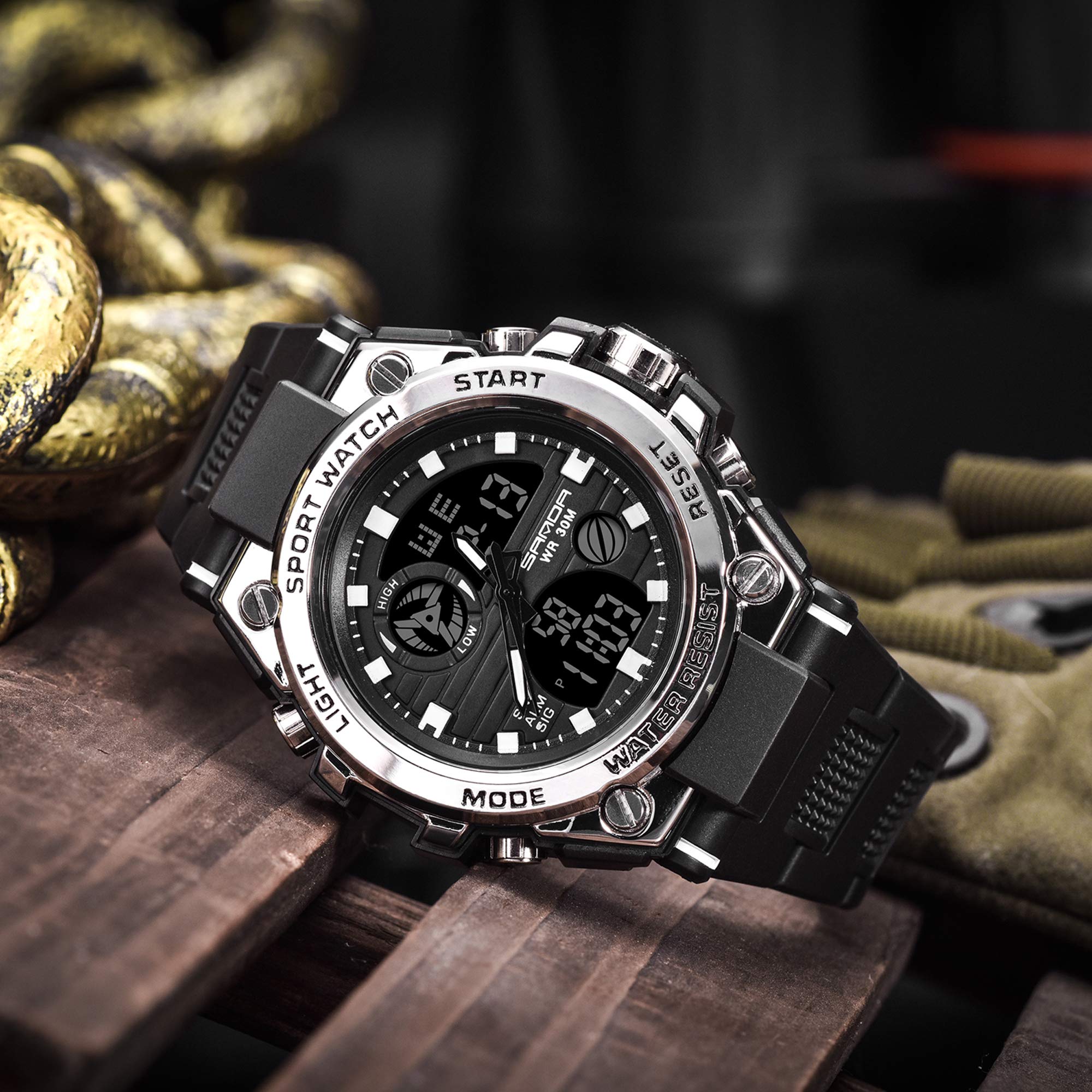 Men's Digital Outdoor Watch Tactical Military Watch Sport LED Stopwatch