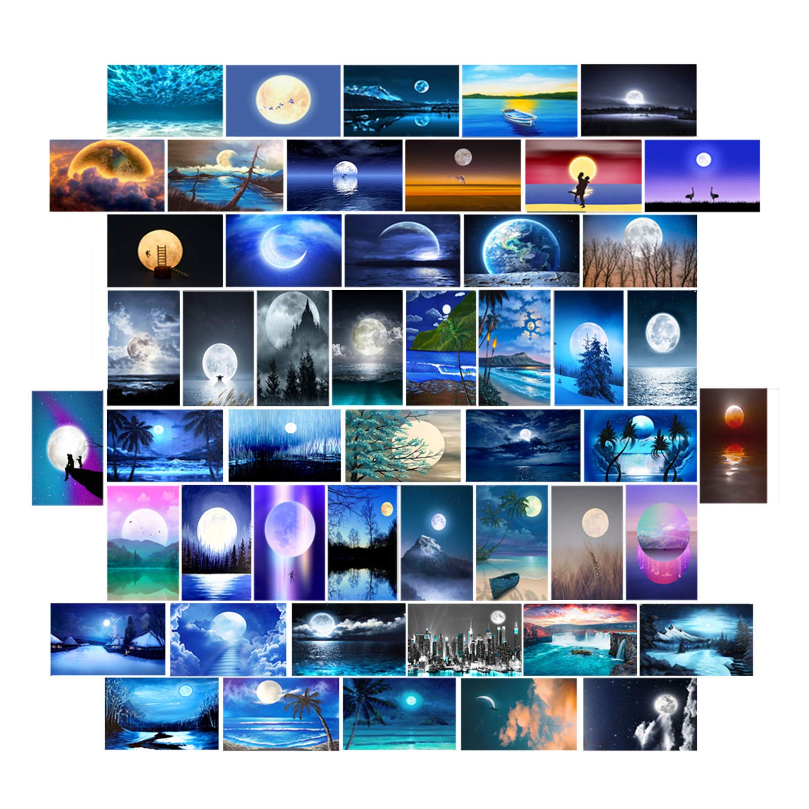 50pcs Blue Wall Collage Kit, Photo Collage Kit Wall Aesthetic Collage Photo Kit for Teens ​Rooms Dorm Wall Decor Pictures Aesthetic Poster