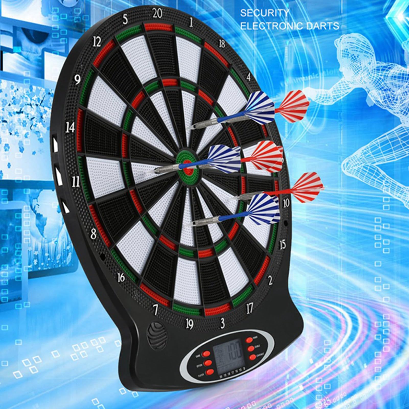 Gegong Electronic Dart Board Digital Punte Display Game sospeso Target Pratica Indicatore LCD professionale con 6 Darts Family Family Active Activity Bar Game