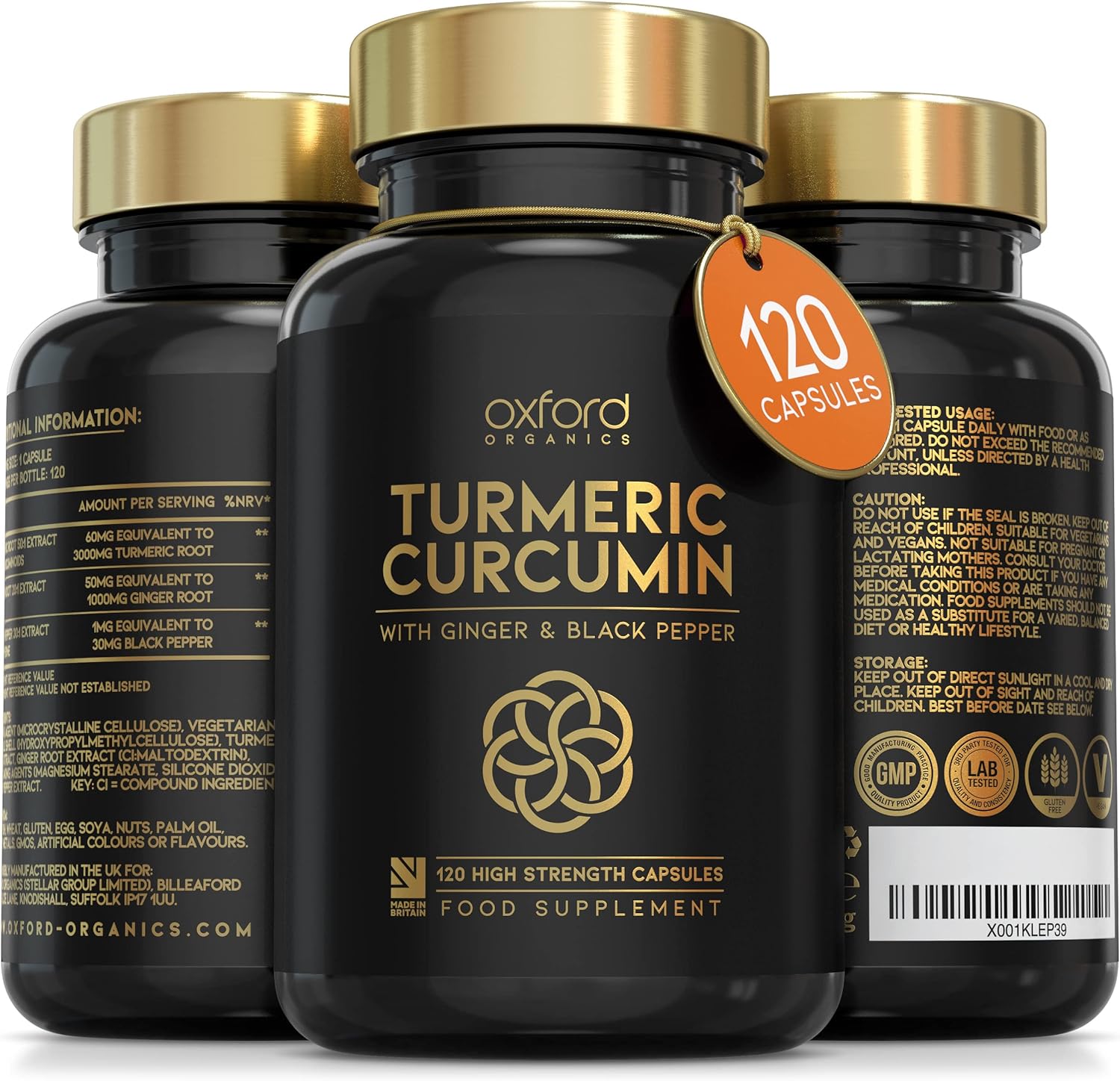 Advanced Turmeric Capsules High Strength 3000mg, Ginger & Black Pepper