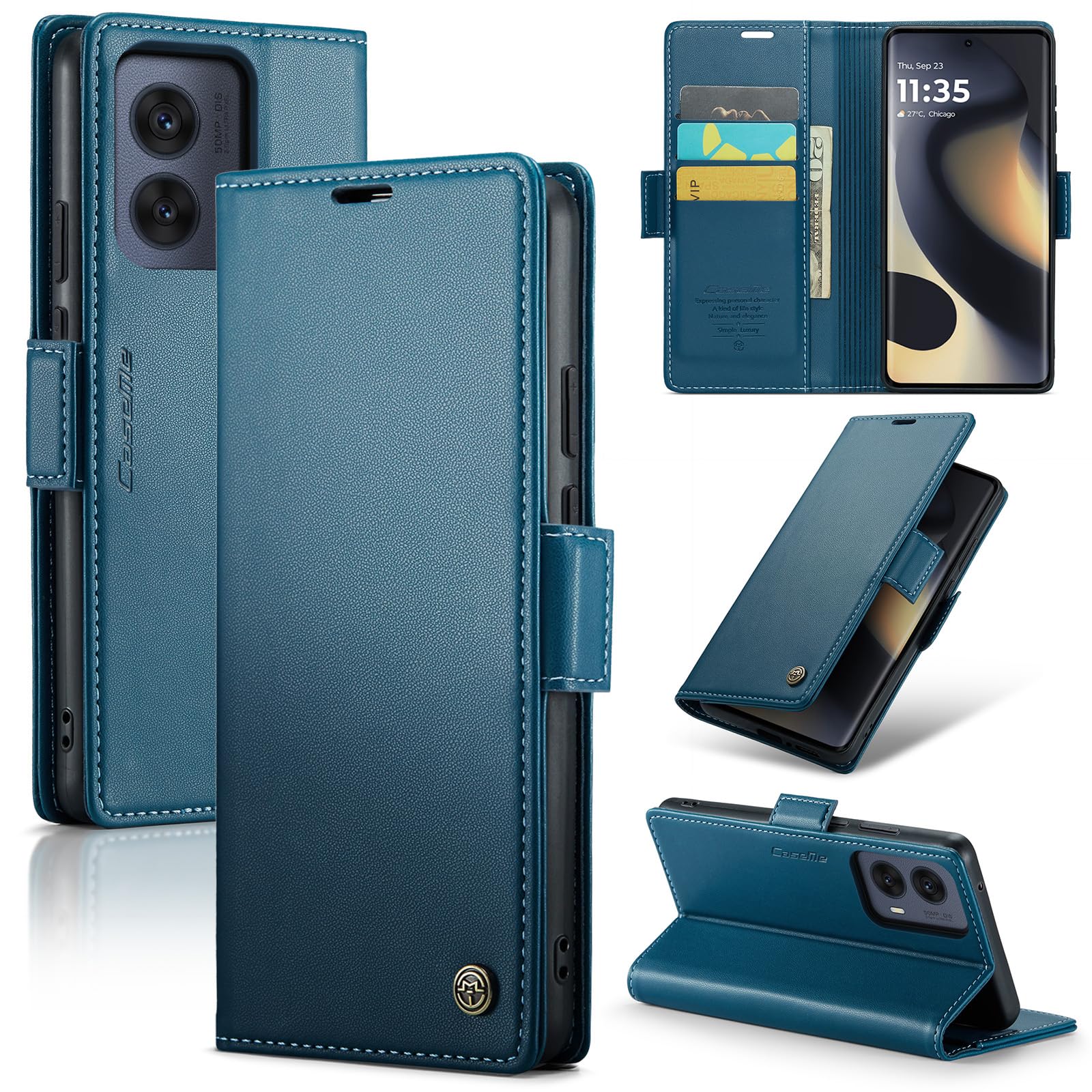 HAII for Moto Edge 2024 Wallet Flip Case, with Credit Card RFID Blocking Credit Card Magnetic Closure Protective Phone Cover Slot Kickstand Women Men