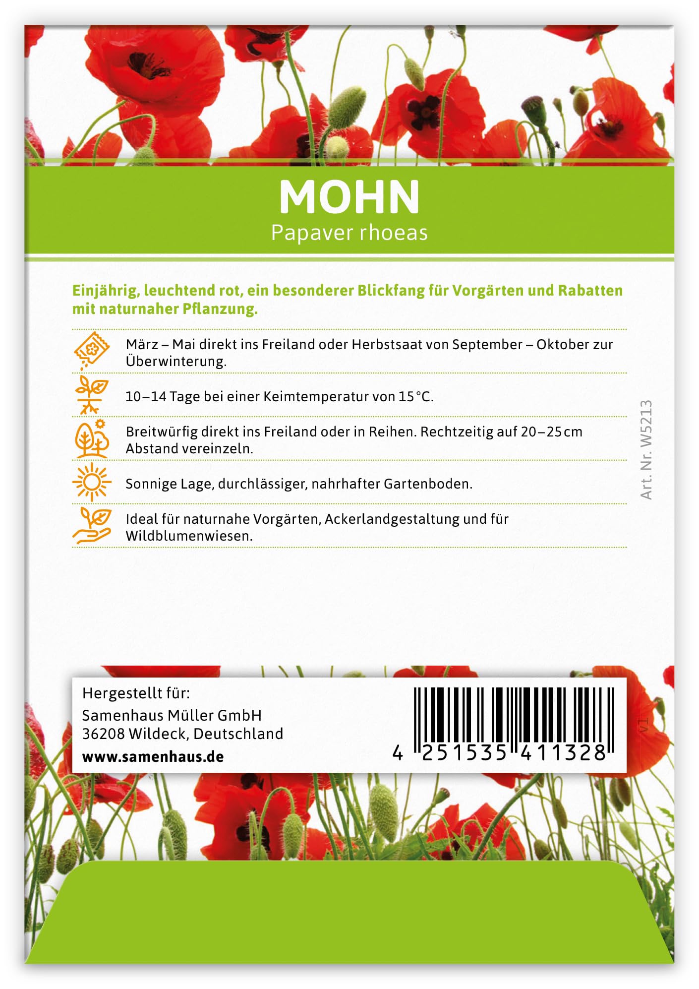 FLORTUS Mohnsamen als Gastgeschenke (100 Stück) | Blumensamen als Dankeschön Geschenke, Mitgebsel & Werbegeschenke | Wildblumensamen bienenfreundlich