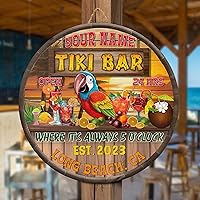 Vista 4 de V VIBEPY Letrero de madera personalizado de Tiki Bar, decoraciones de barra TIki, decoración de salón Tiki, letrero de barra Tiki Huts, letrero