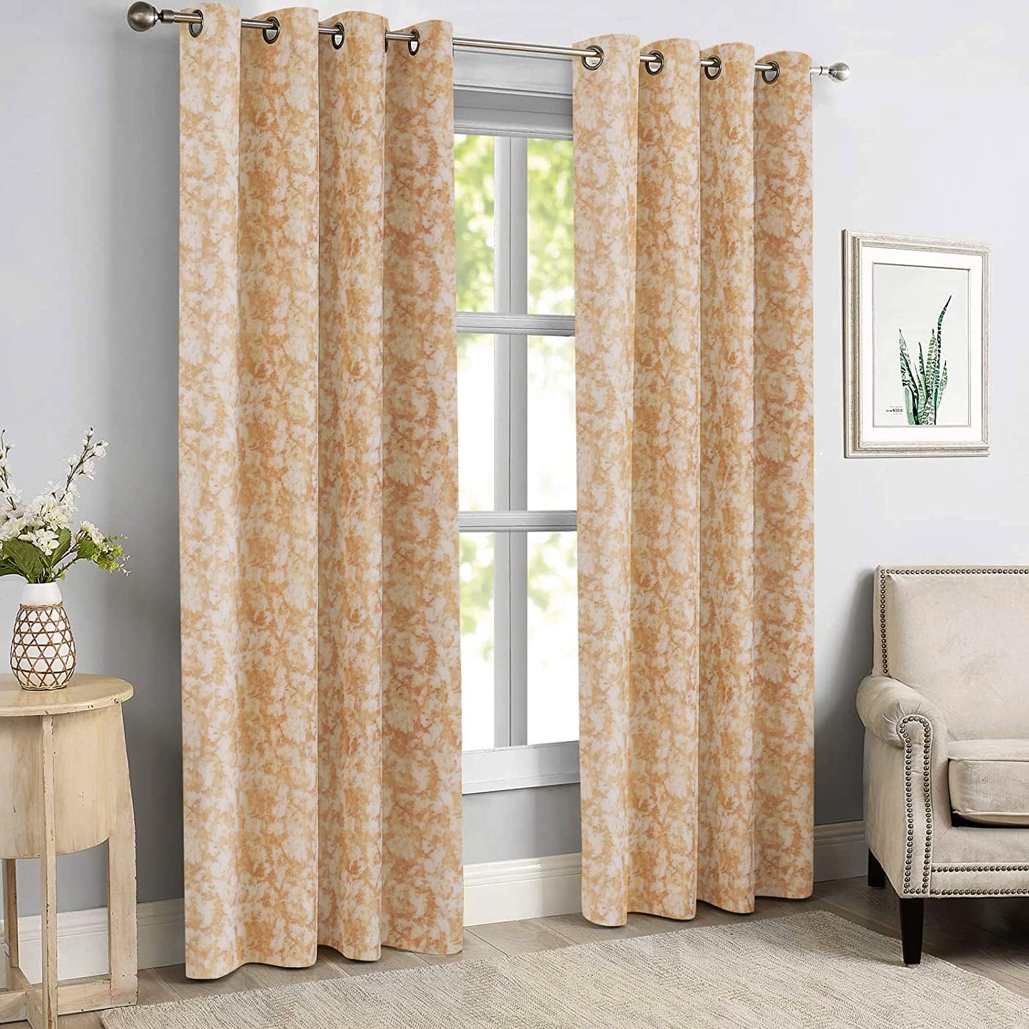 Homestan Abstract Design Velvet Long Door Curtains 9 Feet Long Set of 2 with Stainless Steel Grommets for Home Decor (9
