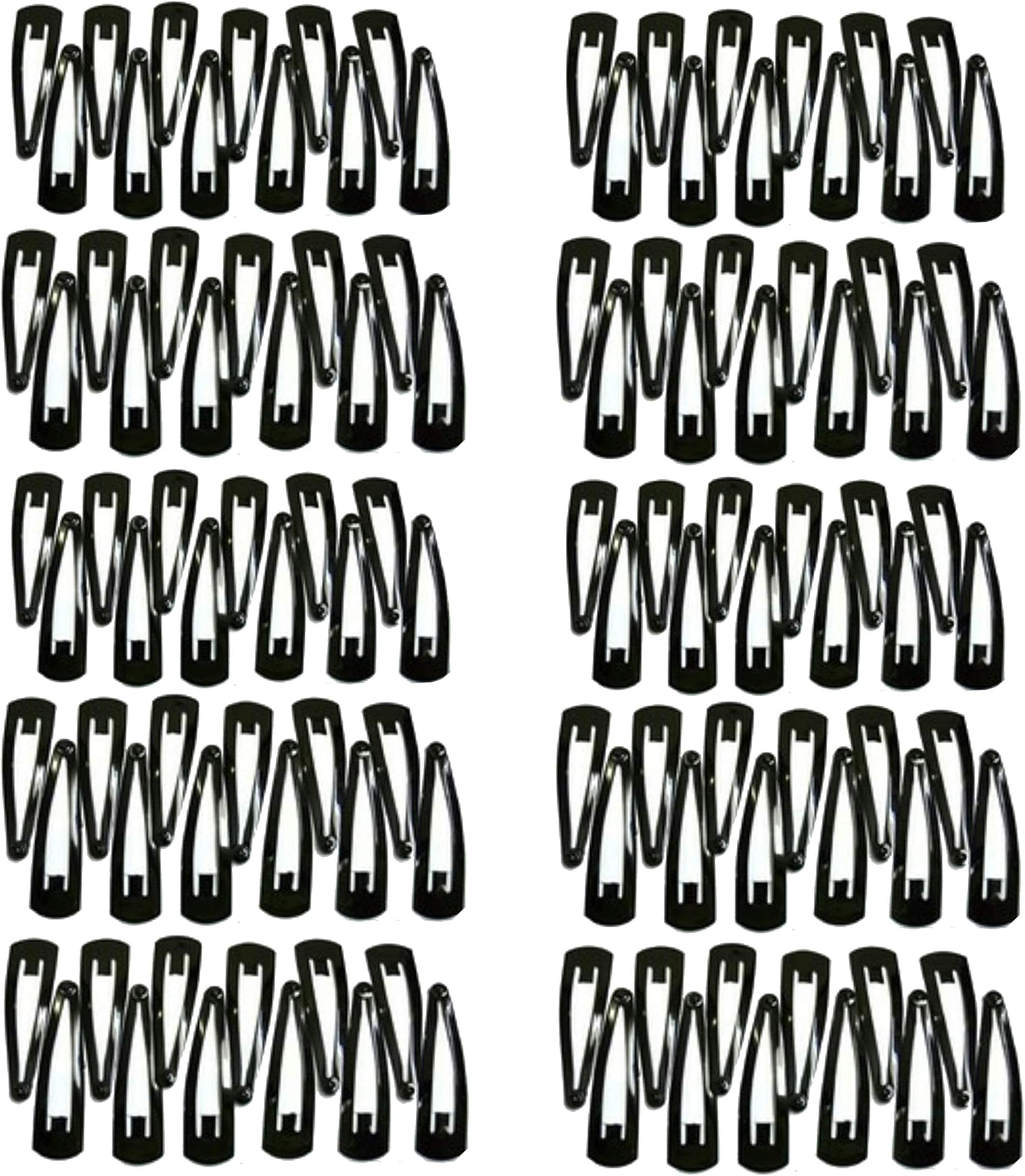 MANODHRUVA 120 Pcs of Women's Shiny Black Metal Tic tac Hair Clips, Medium Size(5 cm), 120 Pcs(60 Pairs)