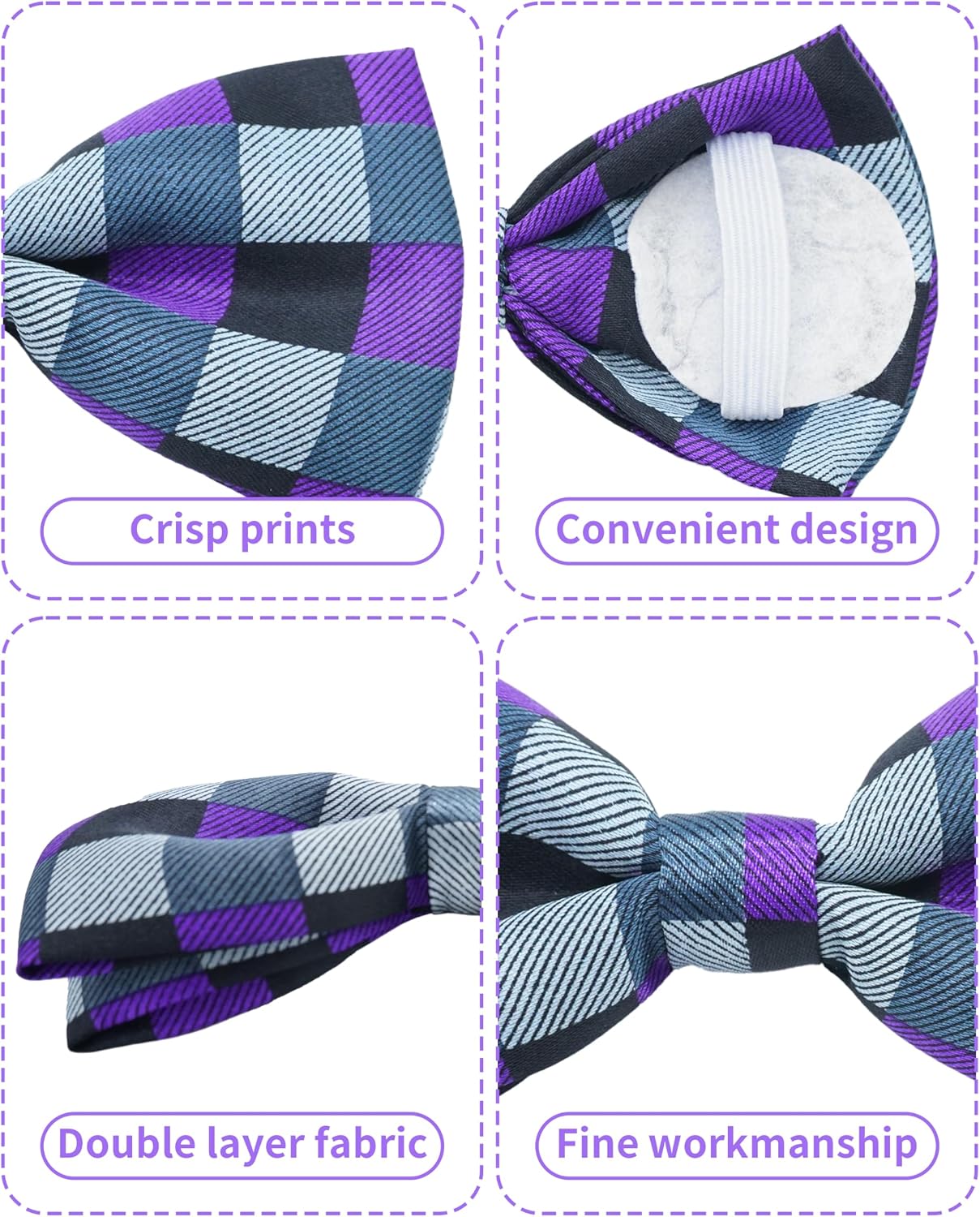 PET SHOW 5 Pack Plaid Dog Bowties for Large Dogs Slide on Collar image 3