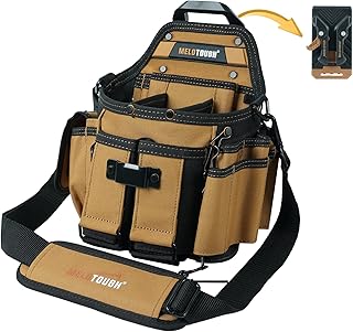 MELOTOUGH Electrician Tool Pouch Bag with Shoulder Strap Professional 15 Pockets Tool Pouch with Belt Clip Quickly Attach and Release Tool Bag