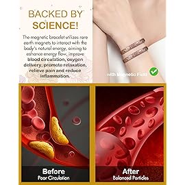 Feraco Copper Bracelet for Women, 11X Ultra Strength Magnetic Bracelets, 99.99% Pure Copper Cuff Bangle with 3500 Gauss Neodymium Magnets, Adjustable, Vintage Flower Collection (Set of 2)