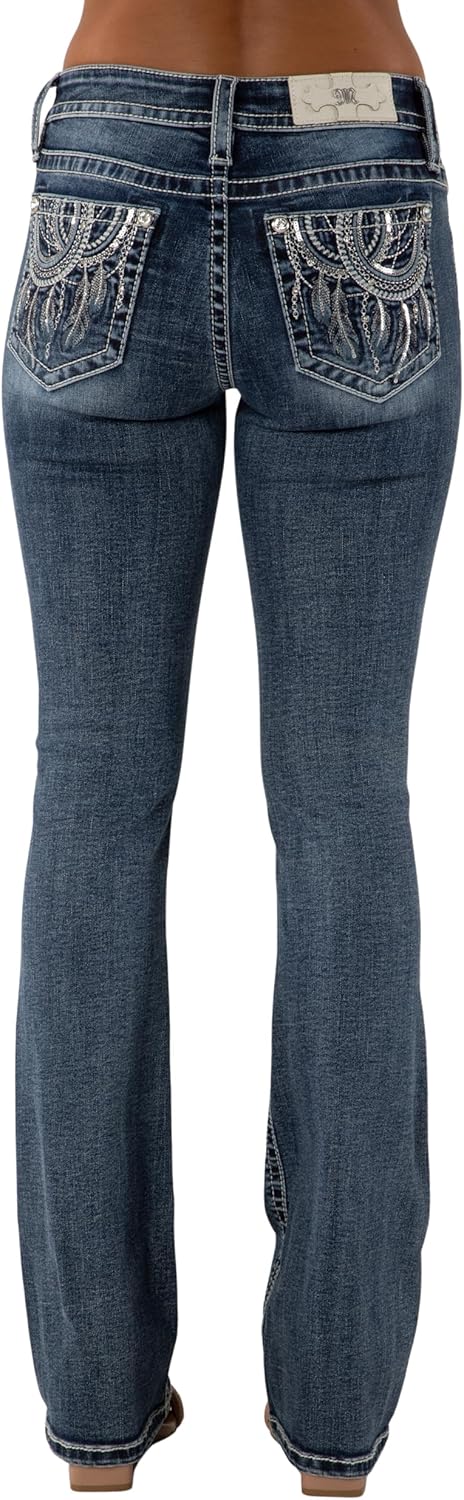 Miss Me Women's Dreamcatcher Embroidered Mid-Rise Bootcut Jeans
