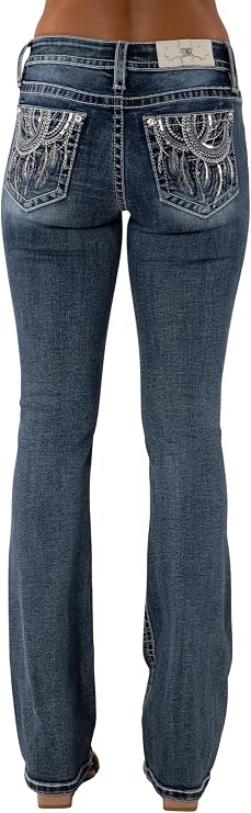 Miss Me Women's Dreamcatcher Embroidered Mid-Rise Bootcut Jeans