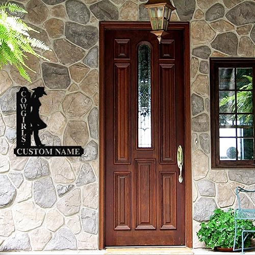 Miniatura 3 de Ironglyh Letrero de metal personalizado de vaquera, letrero de apellido personalizado, arte de pared retro de decoración occidental, decoración