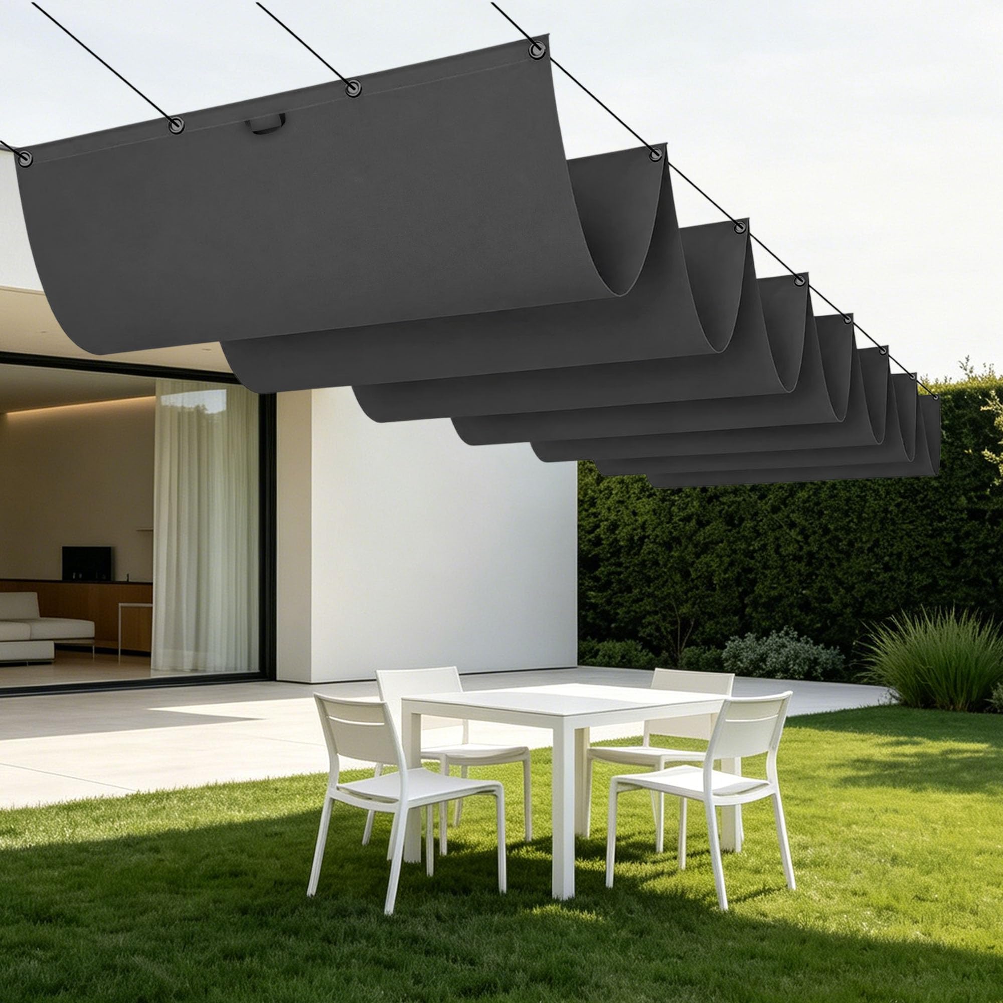 Voile d'ombrage vague rectangulaire 2x3m imperméable pour terrasse et jardin gris foncé