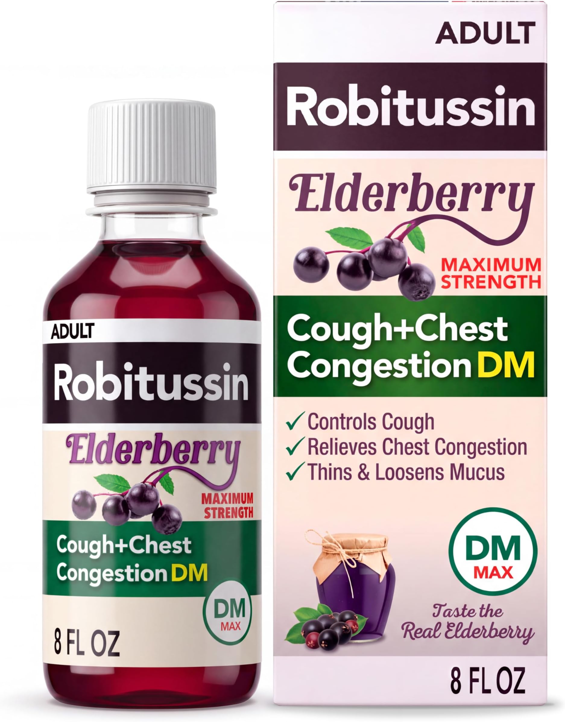 Robitussin DM Maximum Strength Cough Medicine, Elderberry, 8 fl oz