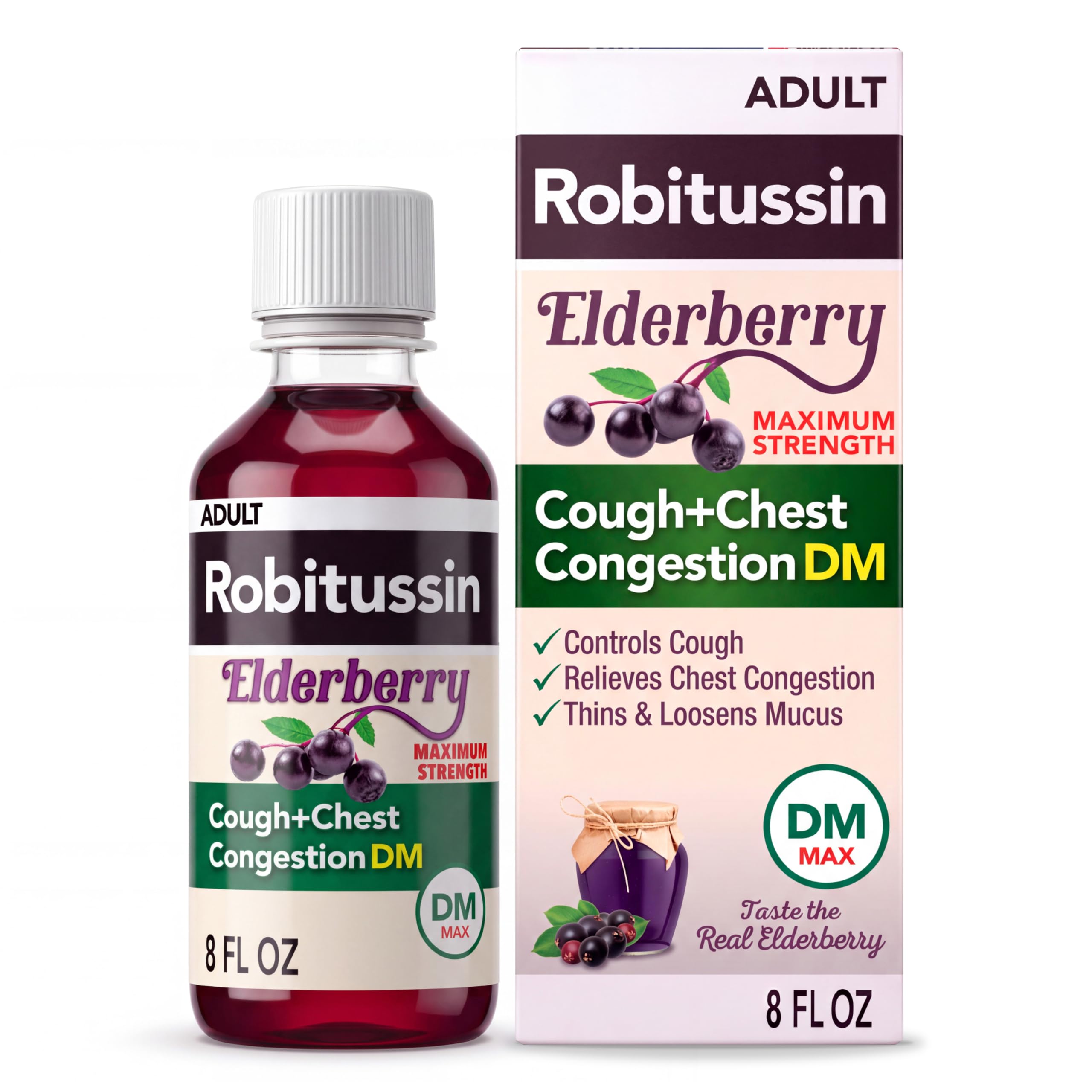 Robitussin DM Maximum Strength Cough Medicine, Elderberry, 8 fl oz