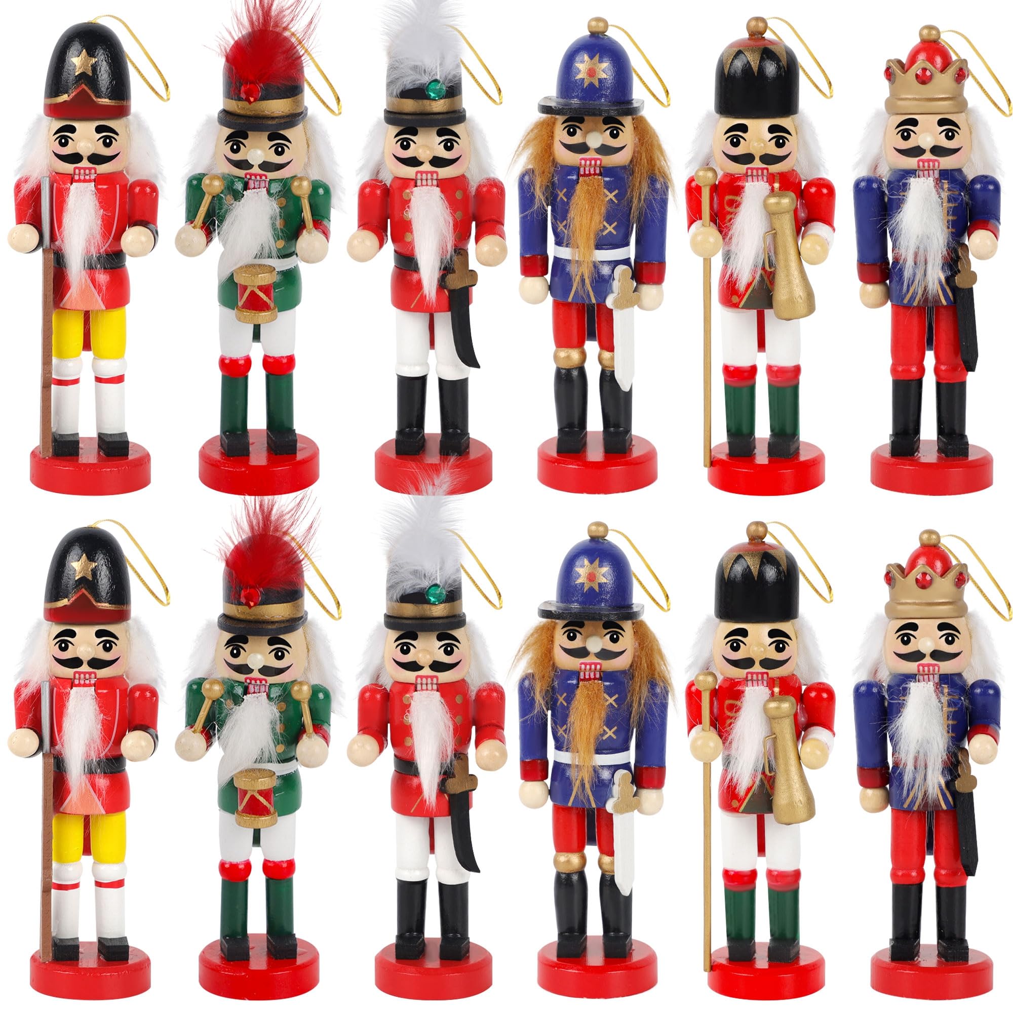 Amazon.com: Joliyoou Wooden Christmas Nutcracker, 12 Pcs Mini
