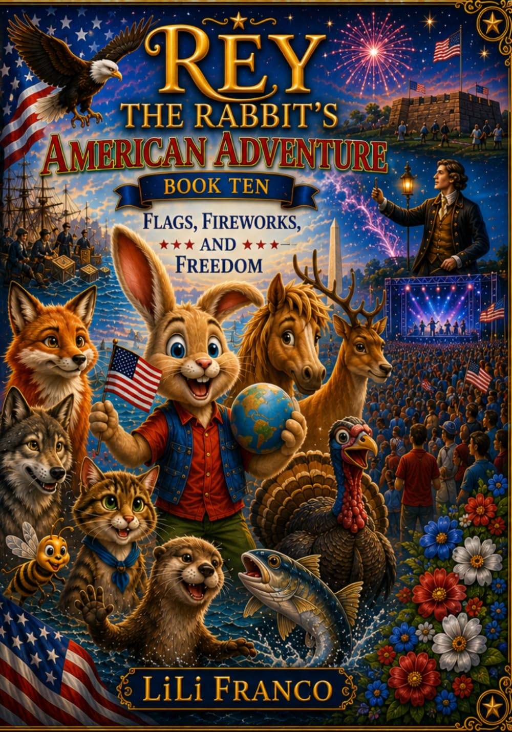 Rey the Rabbit's American Adventure: Book Ten: Flags, Fireworks, and Freedom ("Rey the Rabbit's Magical Journeys")