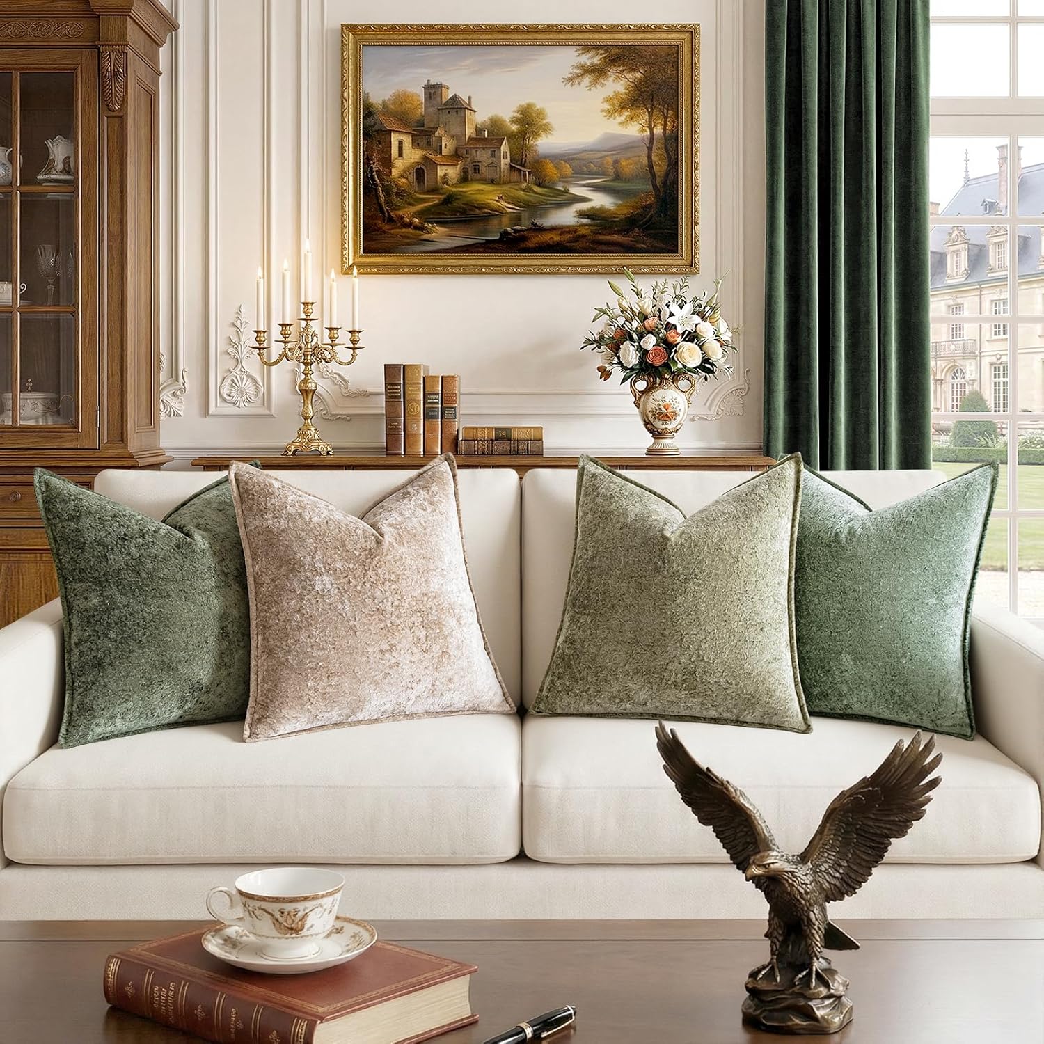 a moment Throw Pillow Covers 20X20 Inch 4 Packs,Soft Velvet Decorative Pillow Cases with 3D Ice Flower,Texture Modern Accent Cushion Covers for Sofa Couch Home Decor Quiet Oasis