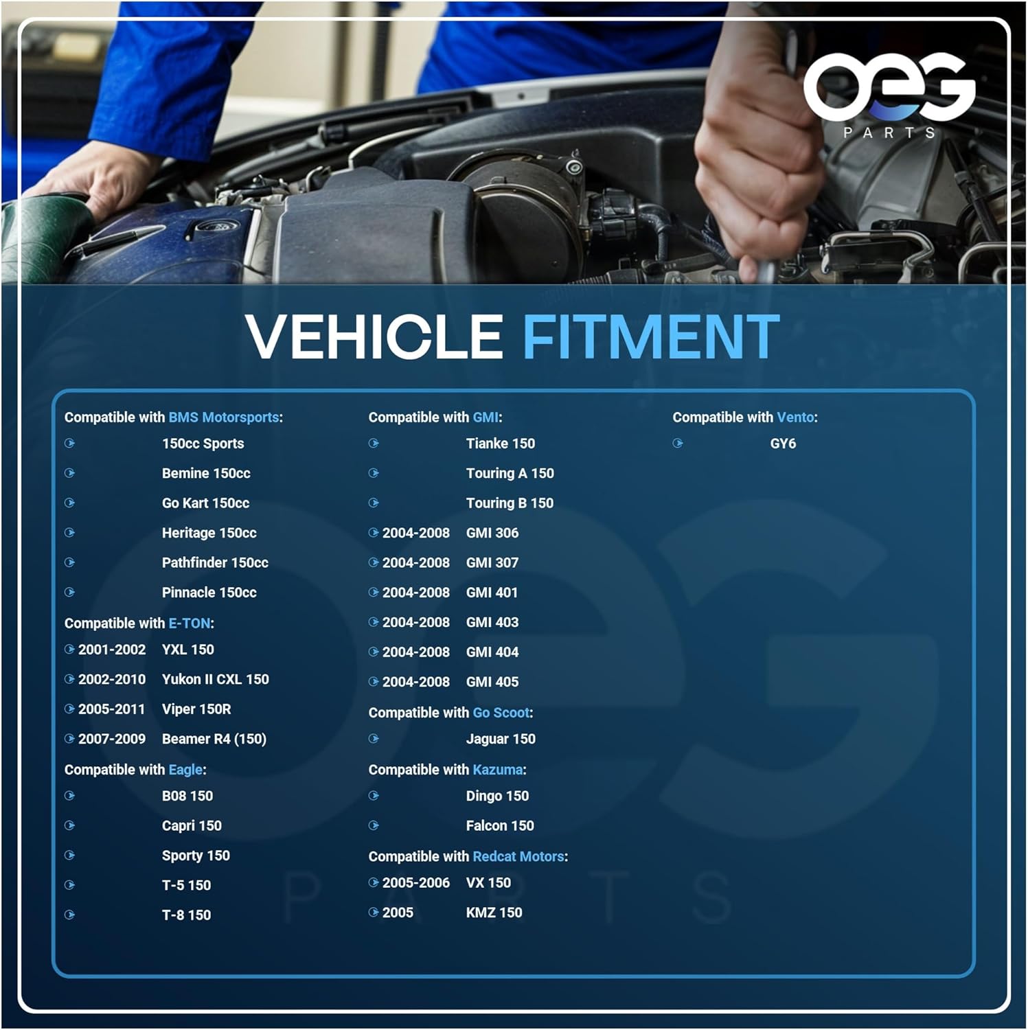 OEG Parts New Starter Compatible with BMS Motor Sports ATV Go Cart Kart Scooter 150 Eagle Eton GMI Polaris RZR 170 169cc JYBX005, 34200-H03-F000, 34200H03F000, 11615A9013, SCH0002, 41058003