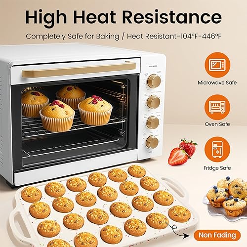 Vista 13 de Molde de silicona jumbo para magdalenas con marco de metal, antiadherente de silicona de grado alimenticio, juego de 2, con asas, 6 tazas, sin BPA