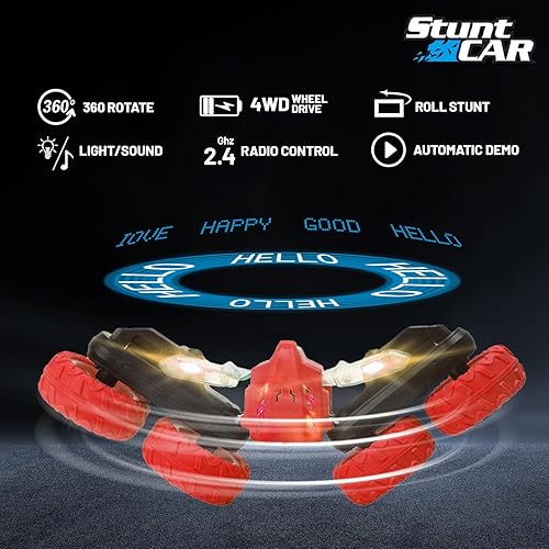 Miniatura 2 de Coche de acrobacias RC para niños, autos de control remoto para niños, autos de juguete de acrobacias giratorios de 360 de doble cara, automóvil RC