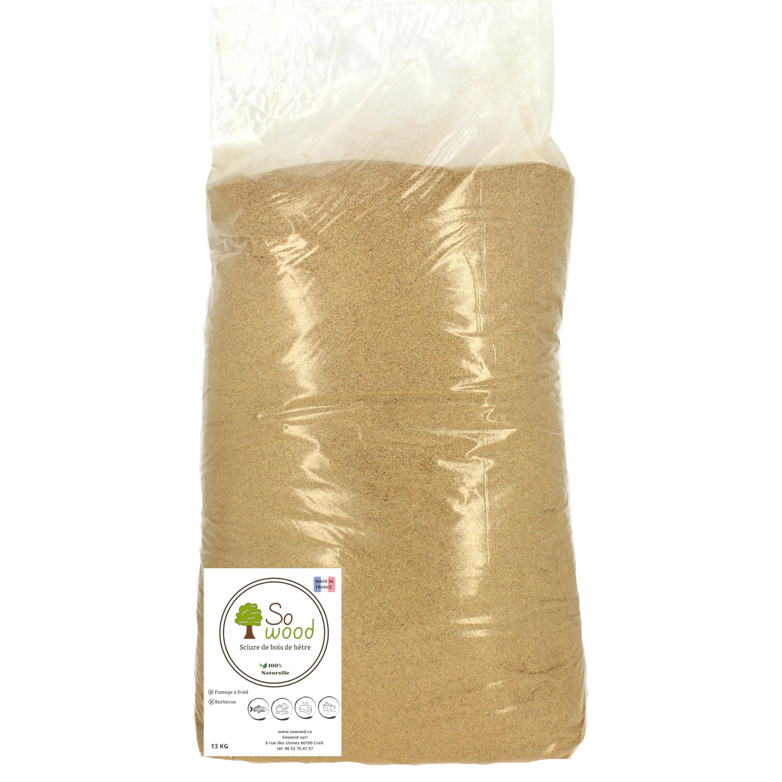 Sciure de Bois de hêtre pour Fumage 13KG Naturel 0.35 à 0.9 mm Tout fumoir