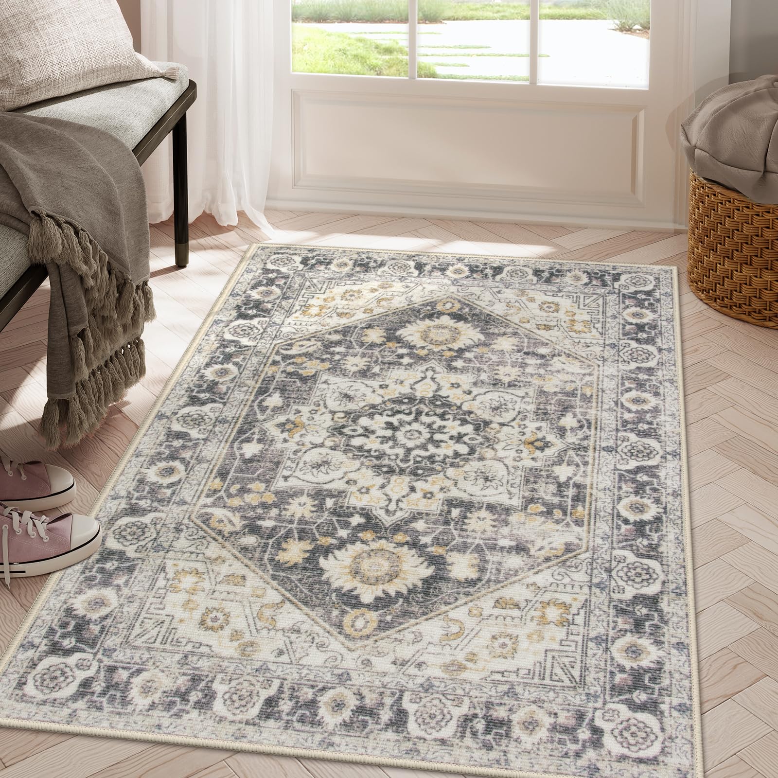 Collive Indoor Door Mat Retro Floor Mat, Non Slip Washable Doormat Large Quickly Absorb Area Rug Welcome Mats Low-Pile Front Door Rug Inside Entryway