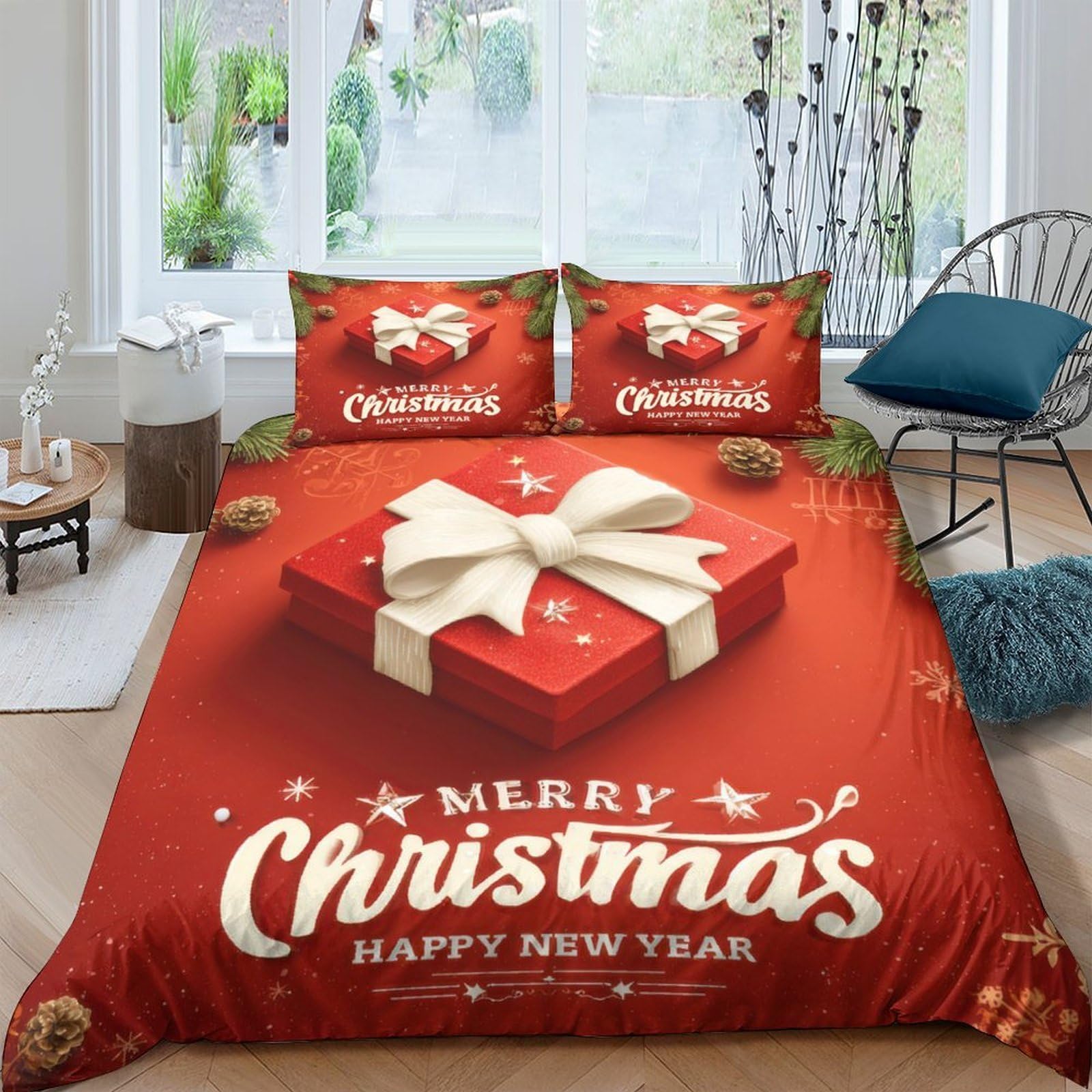 XFKLYNVCJ 3D Printed Duvet Cover Polyester festive holiday design Comforter Cover Hypoallergenic Durable Couples Home Bedding Use King（220x240cm）