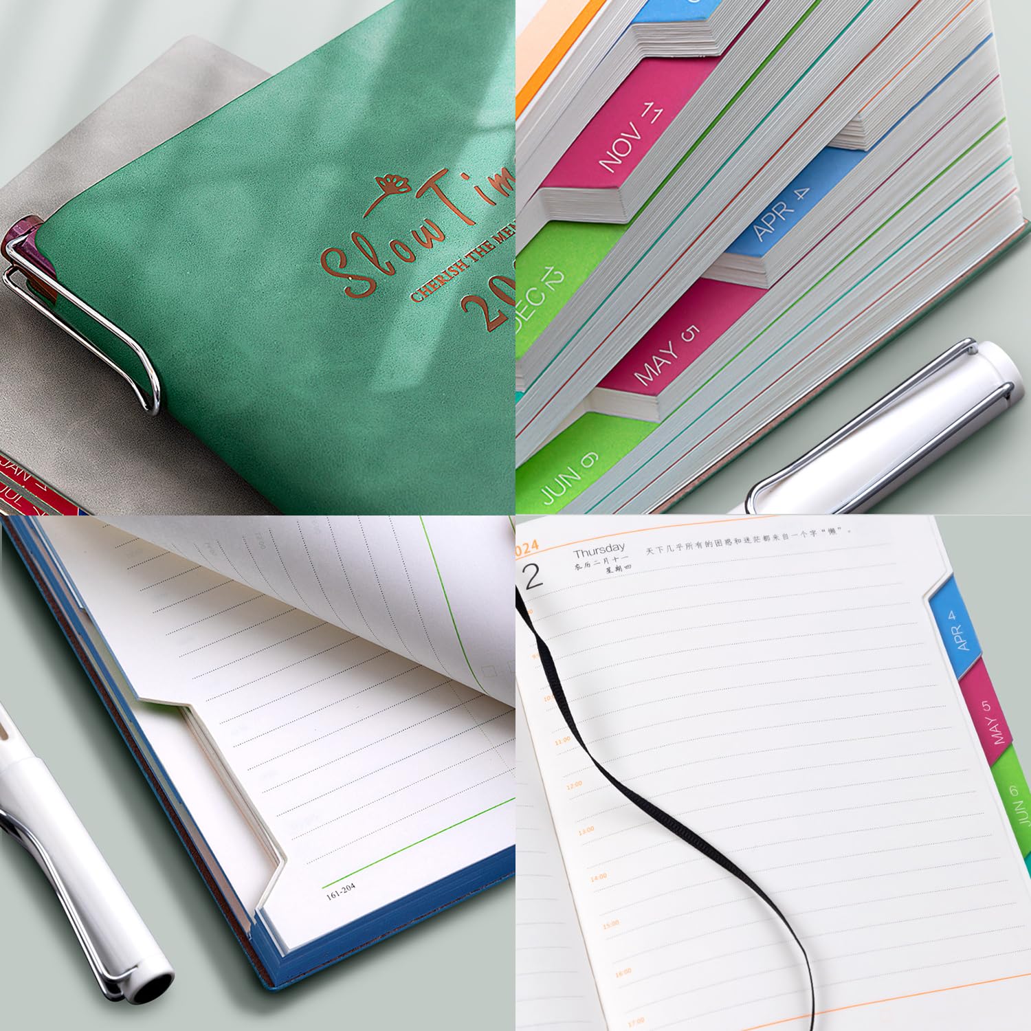 Diary A5 Week to View Planner 2024, Appointment Books Planners with Black Signing Pen, A5 2024 Diary with Gift Box (Green) - Image 3