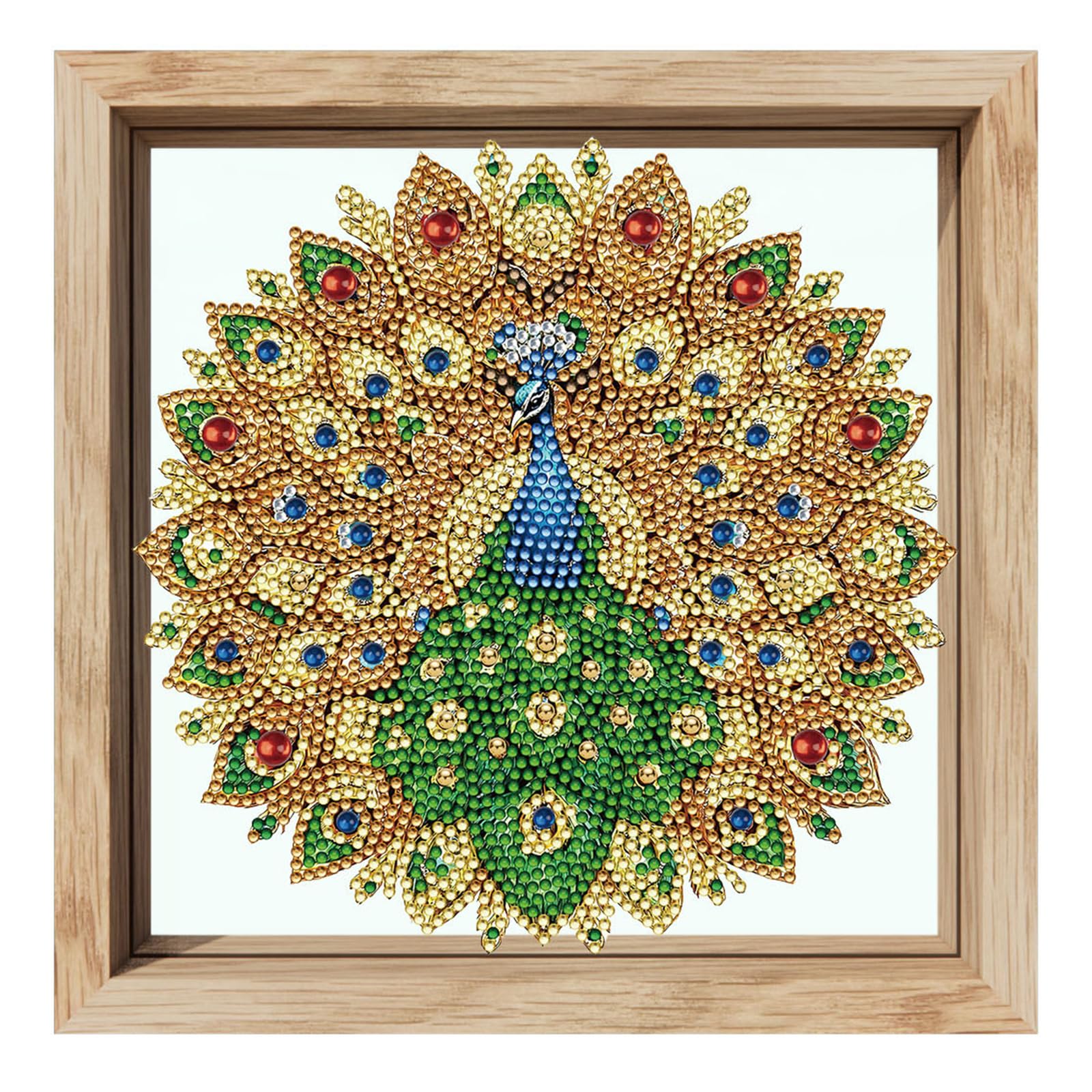 POETRYDRAW Peacock Special Shaped 5D DIY Drill Diamond Art Painting Kits 20x20cm Diamond Art Paintings with Frame Diamonds Paintings Gem Art for Adults Beginners Home Decor