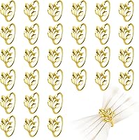FHUIEWRY 30 Pack Gold Leaf Napkin Rings - Elegant Metal Holders for Weddings, Christmas, Parties & Table Decor