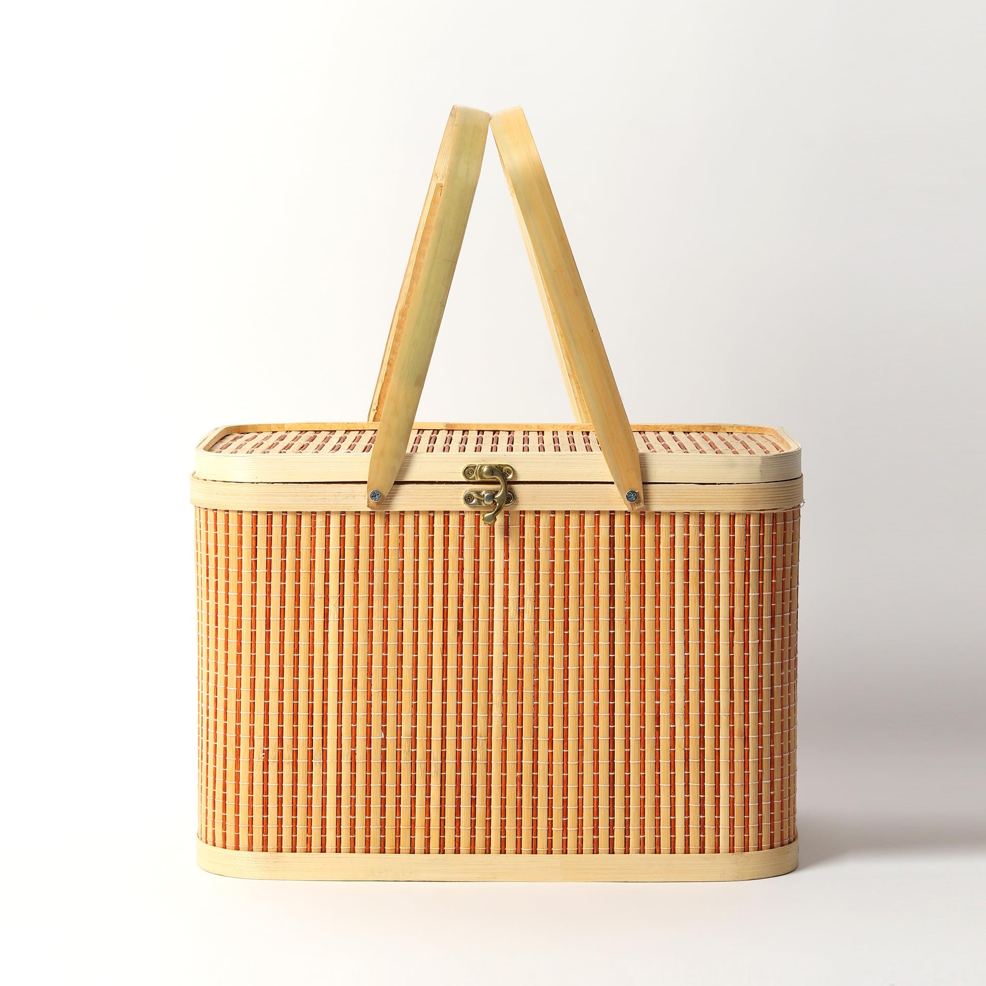 Handcrafted Bamboo Picnic Basket - Perfect for Outdoor Dining -2