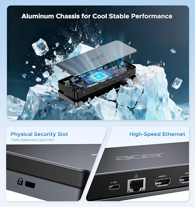 Docking Station Acer 13 en 1 con 110W PD y Triple Monitor miniatura 6