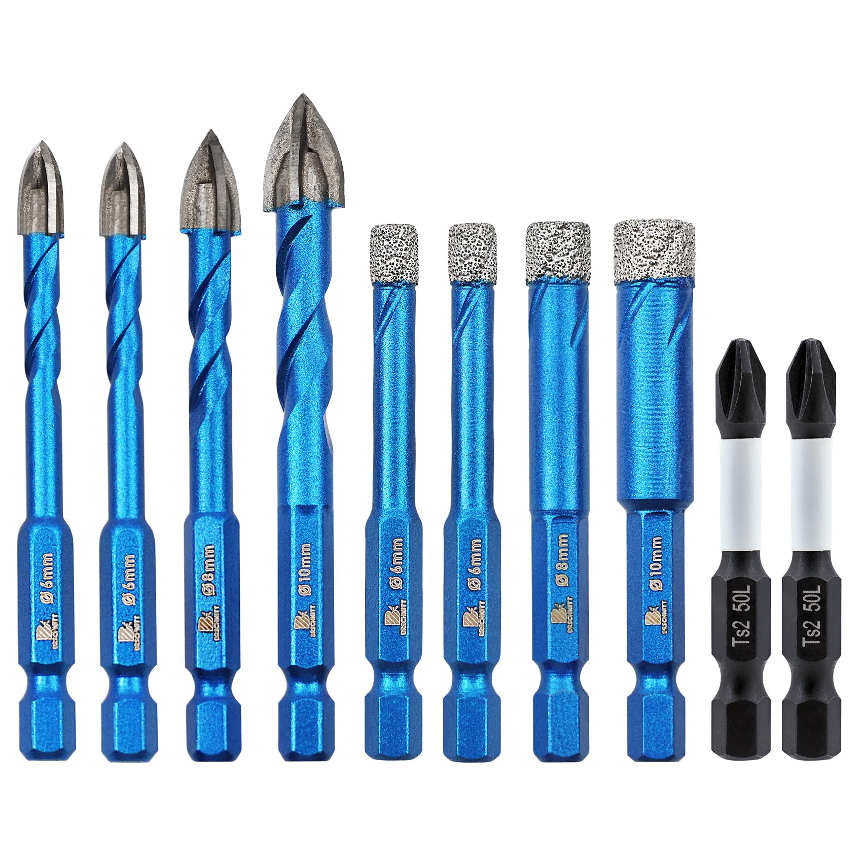 BRSCHNITT Diamond Drill Bit,with Phillips PH2 Magnetic Anti Slip Screwdriver Bit