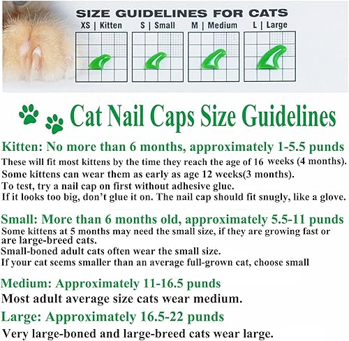 Miniatura 6 de VICTHY 100 gorras suaves para uñas de gato y mascotas para gatos patas aseo uñas tapas de 5 unidades al azar 5 unidades de pegamento adhesivo con 5