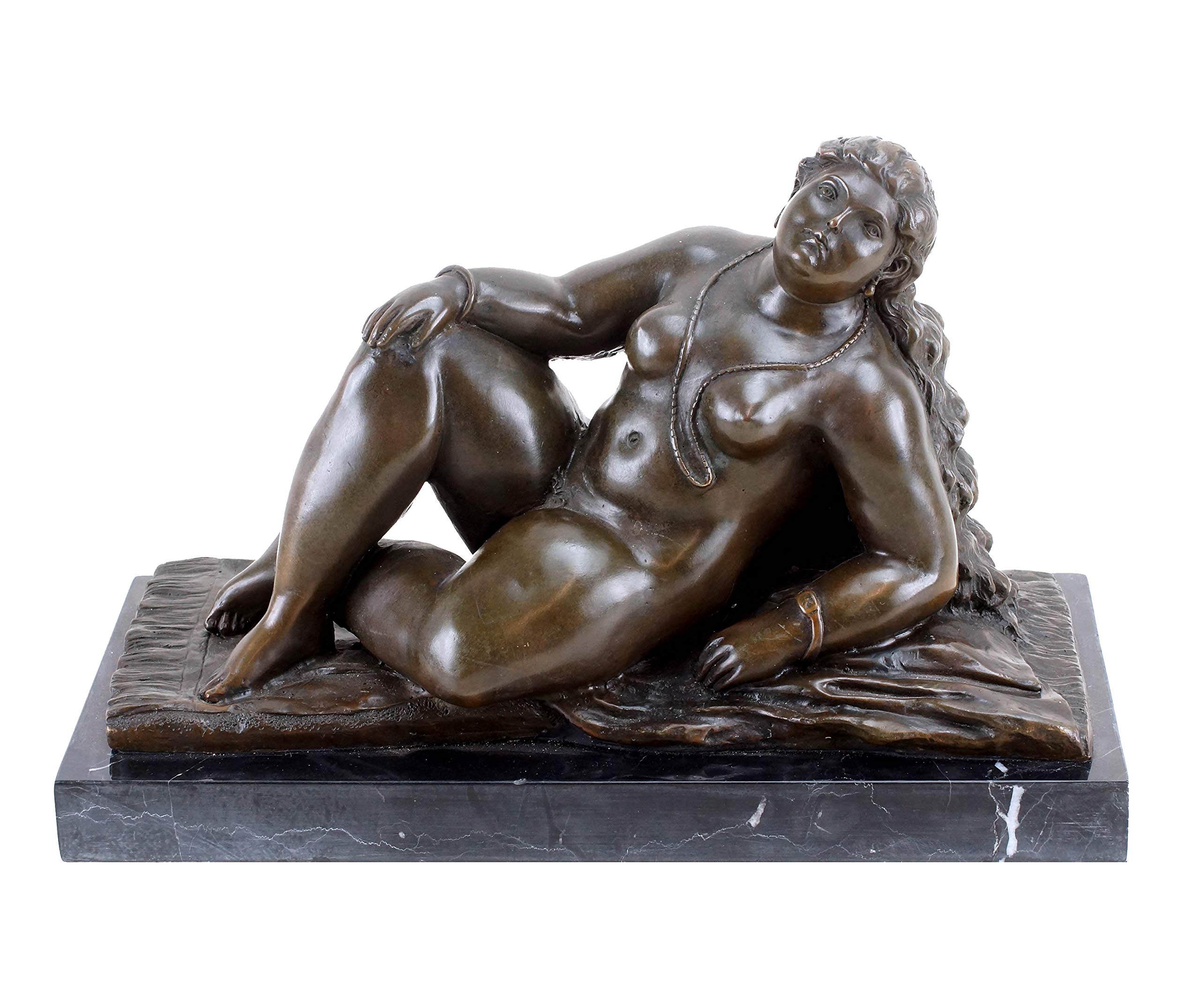 Kunst & Ambiente - La Playa - Fernando Botero Skulptur - Bronze Figur - Wohndeko - Frauen Akt am Strand - Aktskulptur