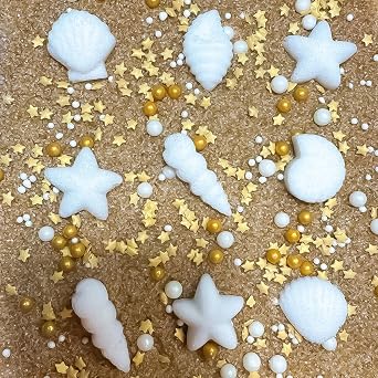 Edible Beach Ocean Water Cake & Cupcake Decoration Topper Confetti Sprinkles Beach Sand Seashells