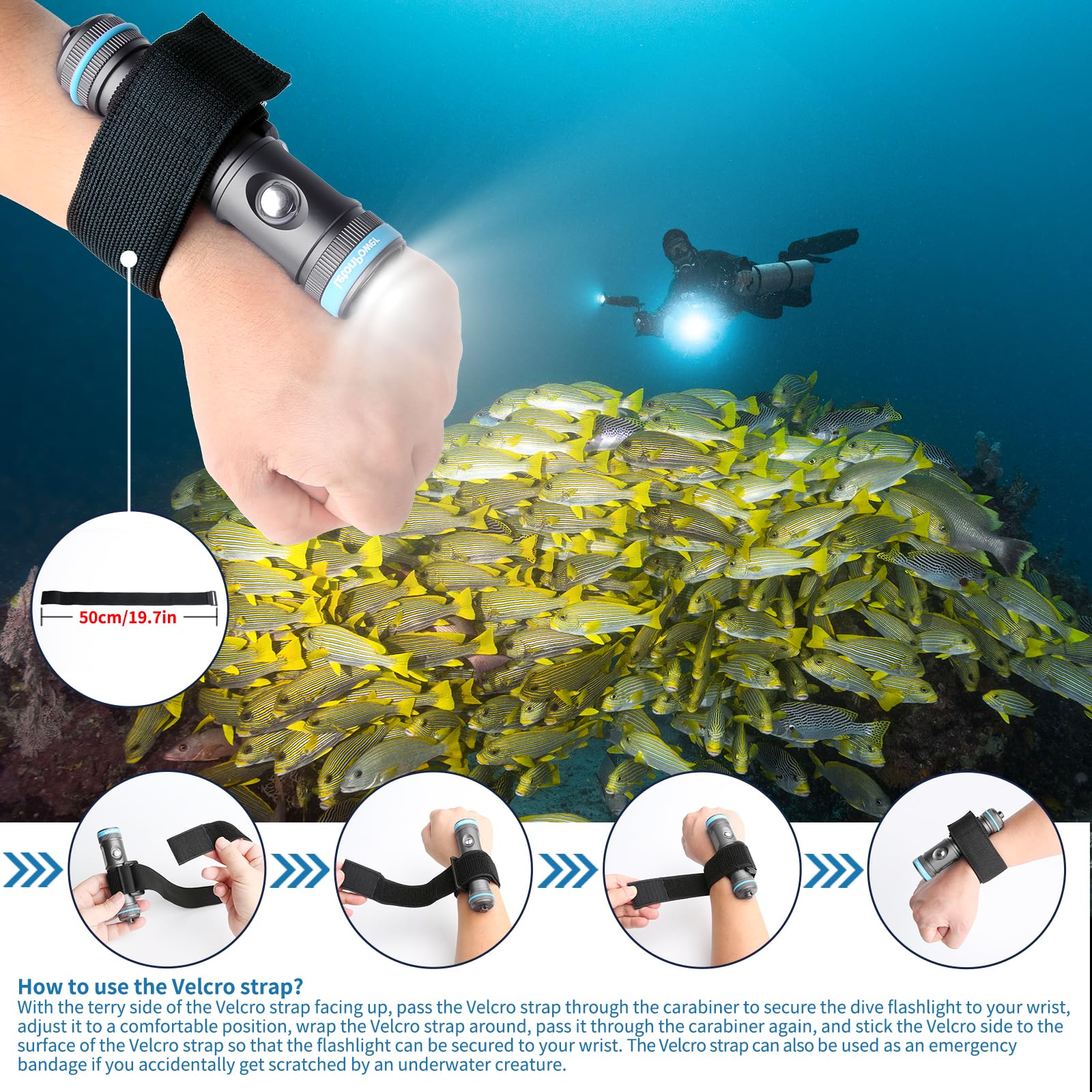 Tynny-13FD 2200 Lumen Tauchlicht für Unterwasserfotografie Fülllicht, 100M Wasserdichtes Kompaktes Unterwasser-Video-Licht, 110-Grad breiter Strahl mit Typ-C Aufladung Tauchen Video Licht