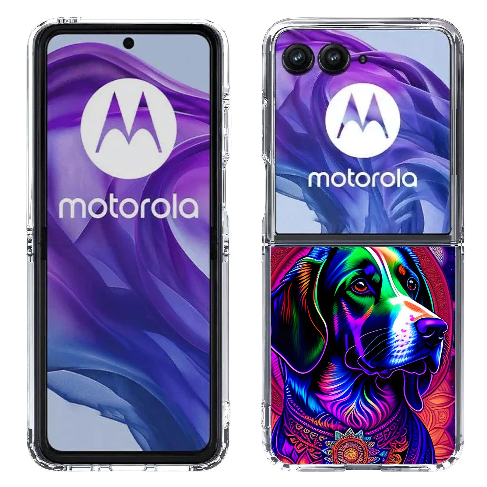 Bcov Case for Motorola Razr Plus 2024,Floral Dog Mandala Anti-Scratch Solid Hard case Protective Shookproof Phone Cover for Motorola Razr Plus 2024/Razr+ 2024