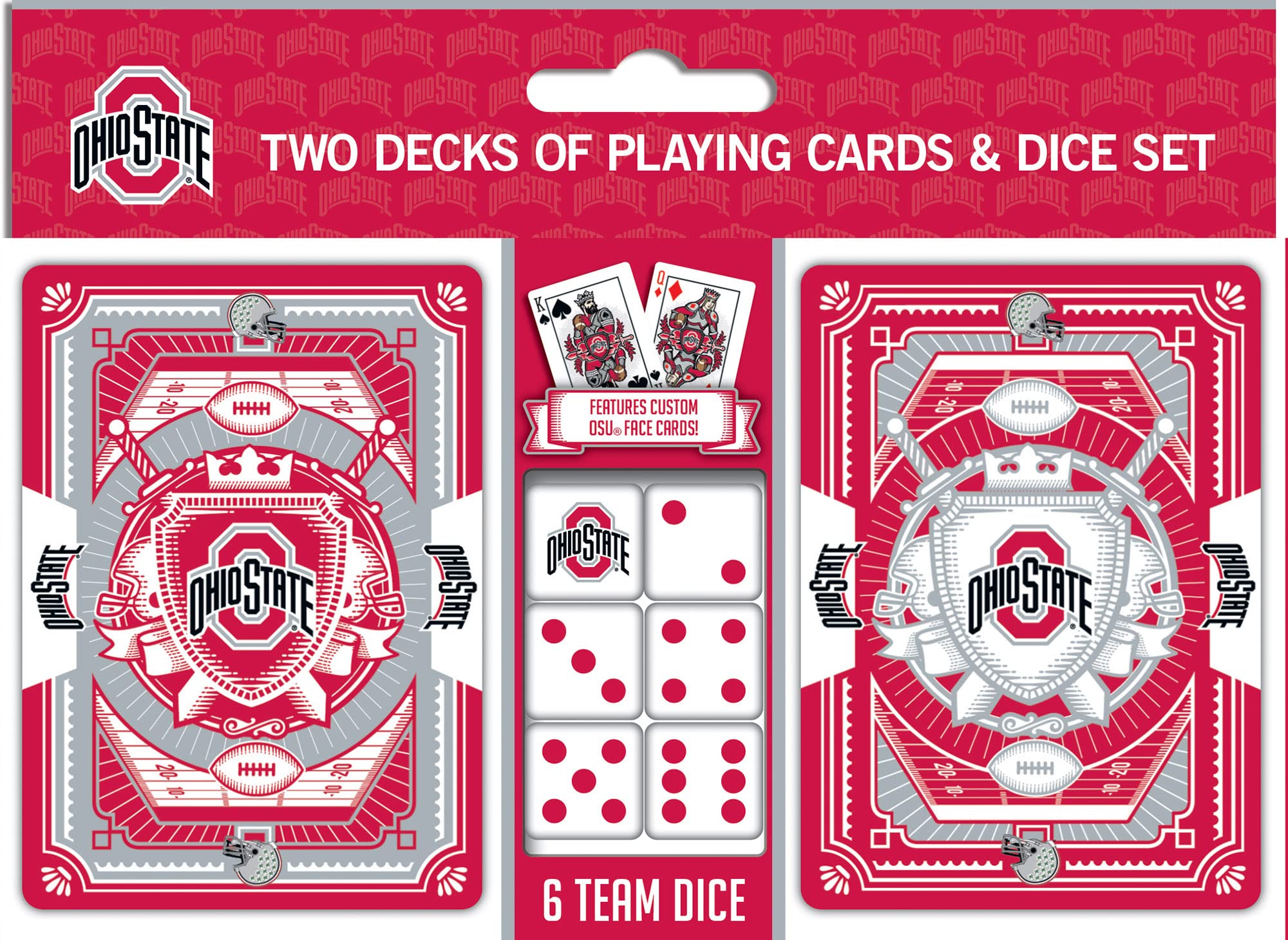 MasterPieces Game Day - NCAA Ohio State Buckeyes 2-Pack Playing Cards &amp; Dice Pack - Officially Licensed Set for Adults and Family