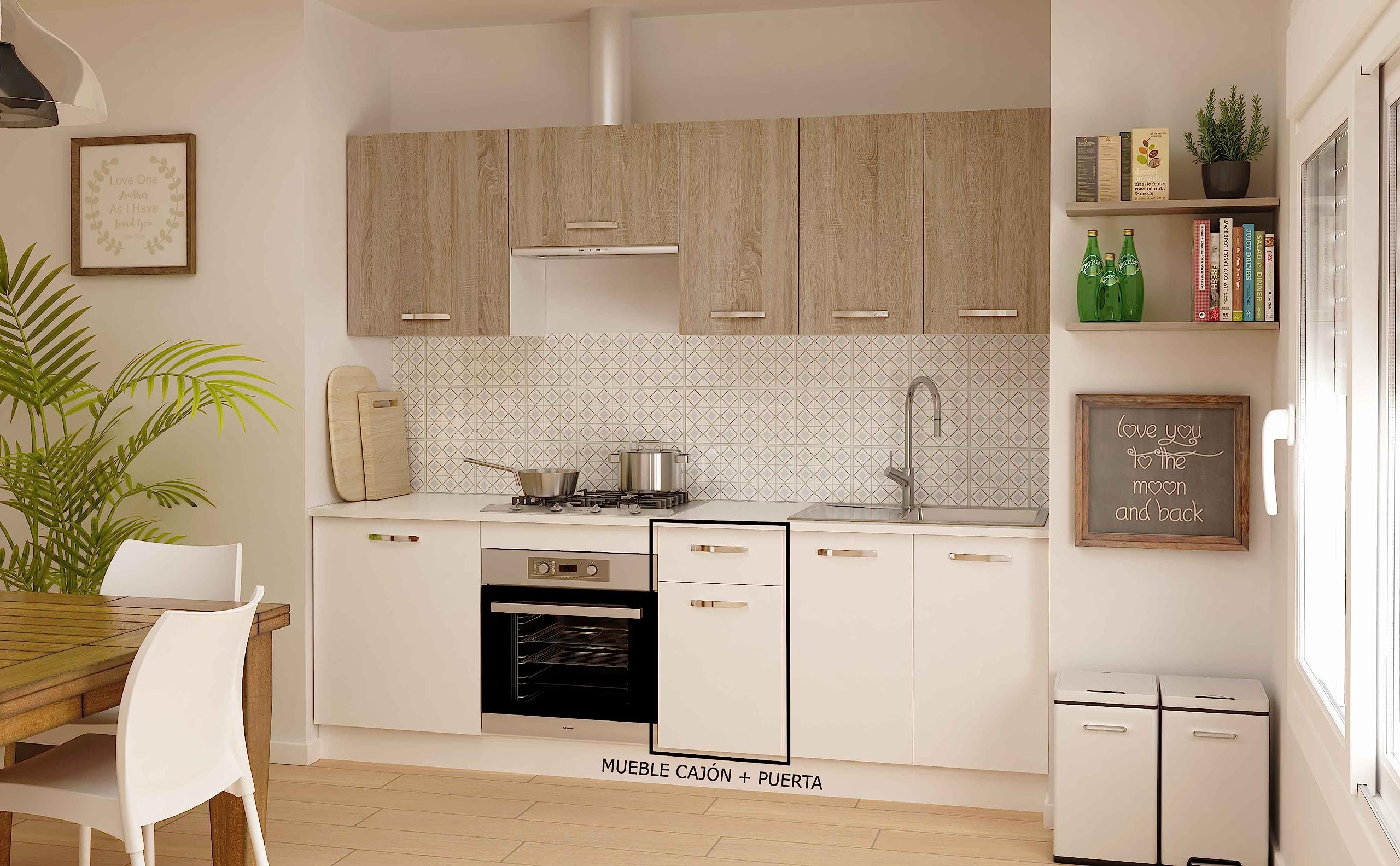 HOGAR24 ES - Mueble Bajo de Cocina Cajon + Puerta Color Blanco, Medidas: 85 x 40 x 58 cm