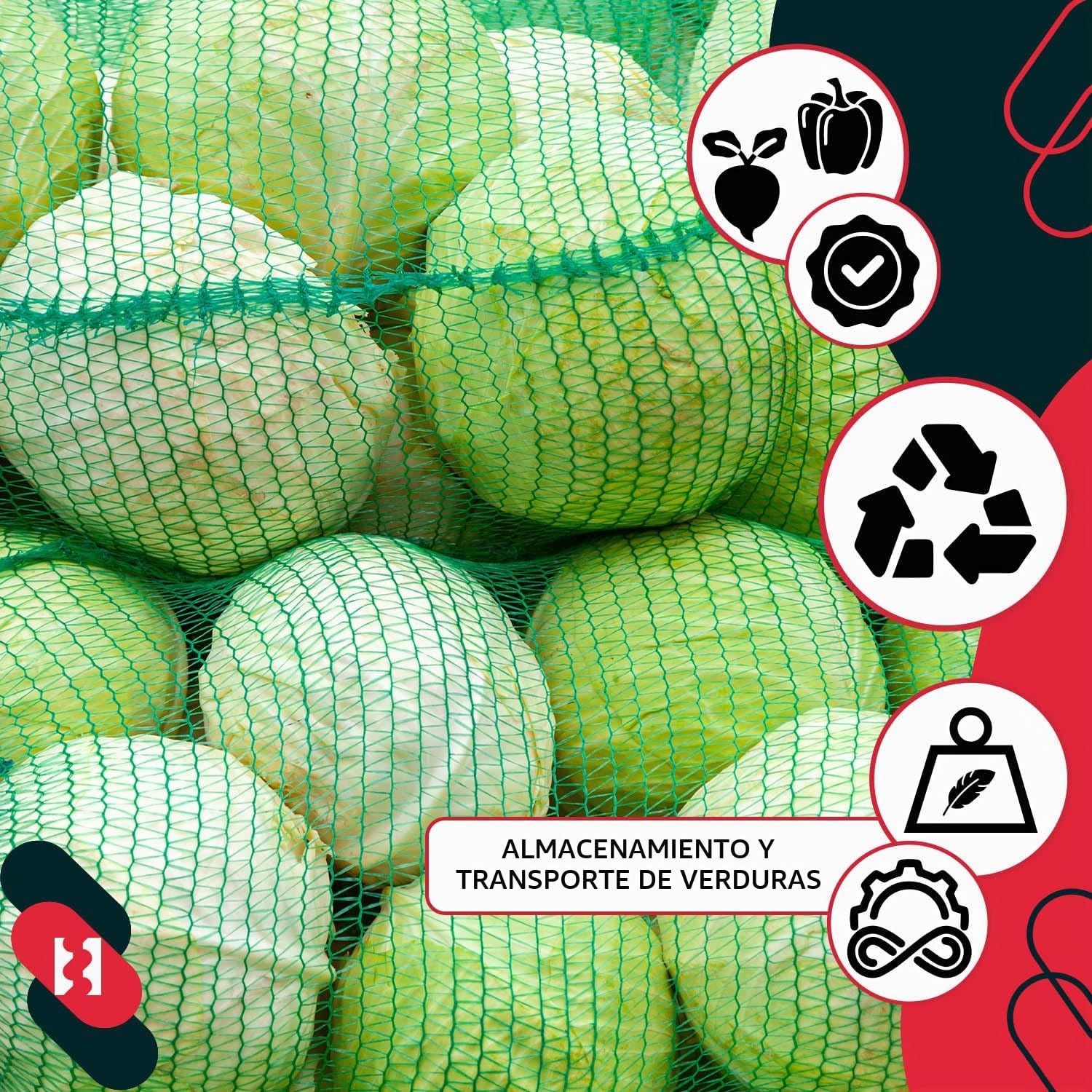 KOTARBAU® 50 Bolsas Raschel 50x80 cm, Verde, para Patatas, Frutas y Vegetales, 25 kg, Polipropileno, Malla Resistente, Almacenamiento de hortalizas y cebollas.