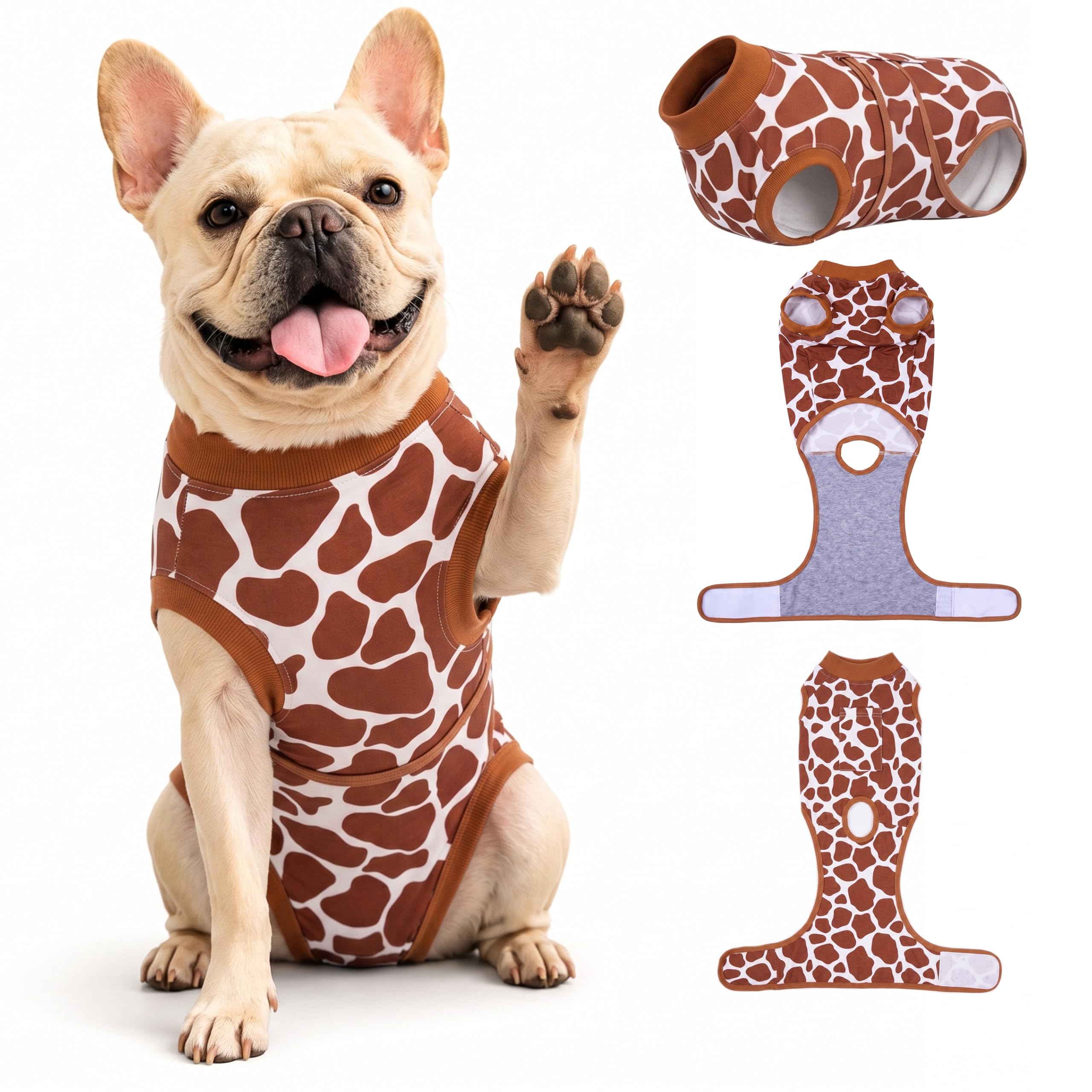 PetWarm Dog Recovery Suit, Dog Surgery Suit, Leopard, Brown, XS