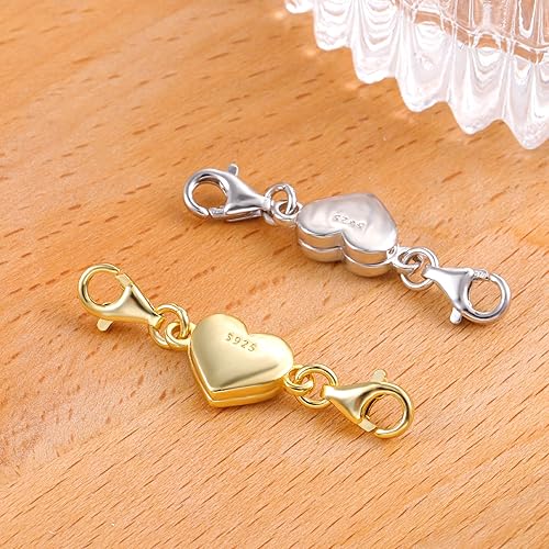 Miniatura 4 de Collar magnético de corazón de oro de 14 quilates, cierres y cierres de plata de ley 925, cierre de langosta doble, cierres magnéticos de joyería