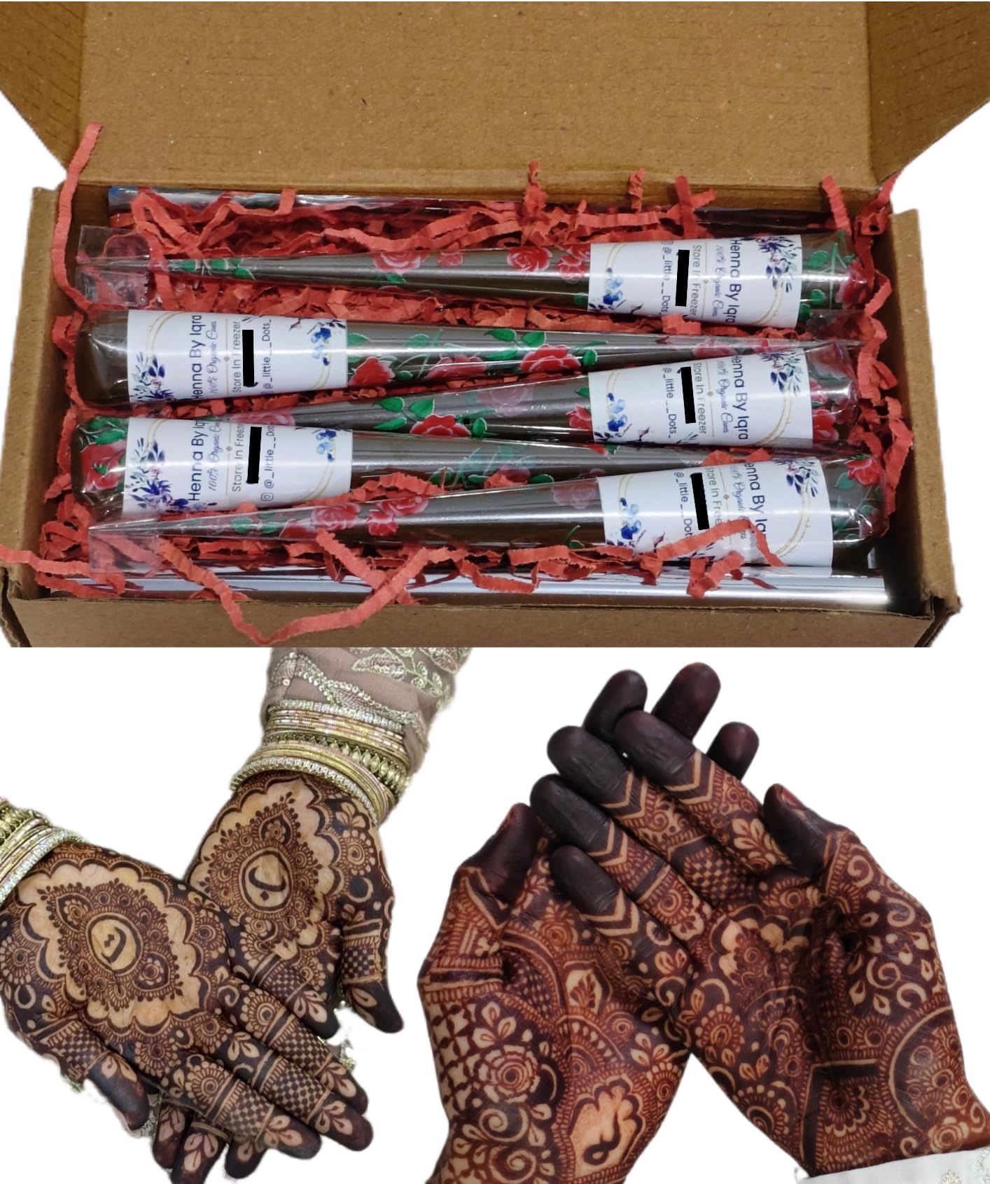 Organic Mehndi Cones for Dark Stain | Natural Henna Cones with Fine Tip | Smooth Consistency, No-Peel Formula | Long-Lasting Chemical-Free Henna for Bridal & Festival Designs. (Pack of 5)-picture-18